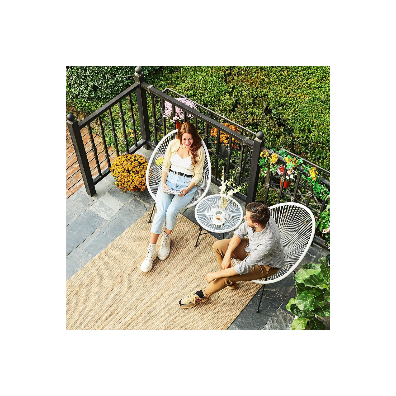 Songmics 3-Piece Acapulco Patio Furniture Set, White