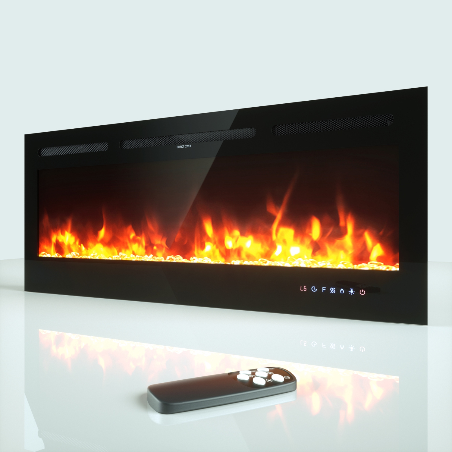Topbuy 36"/40"/50" Recessed Electric Fireplace Wall Mounted Heater w/Remote Control 750W/1500W mode Adjustable Flame
