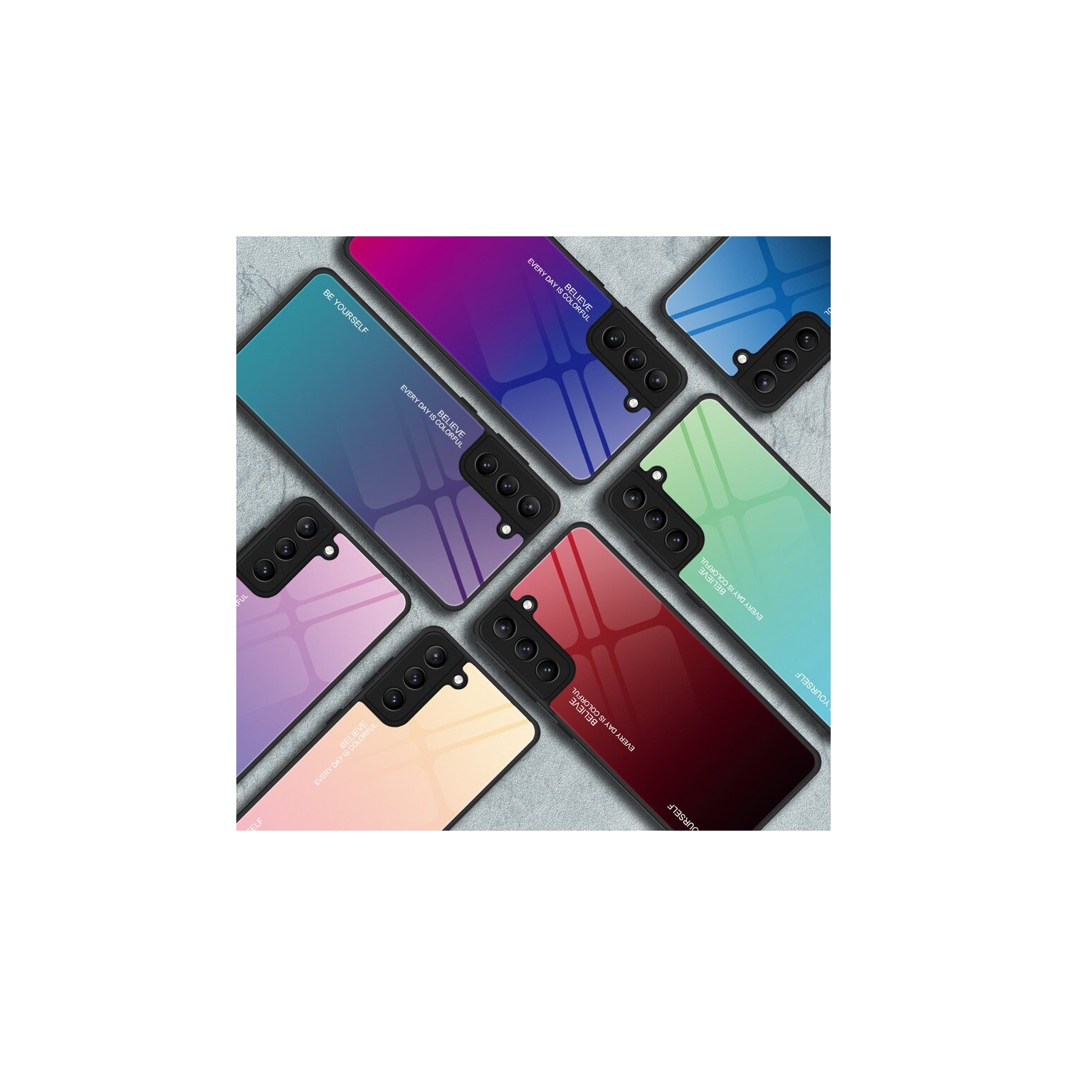 Gradient Tempered Glass Phone Case Cover For SAMSUNG S21 FE - Free Shipping