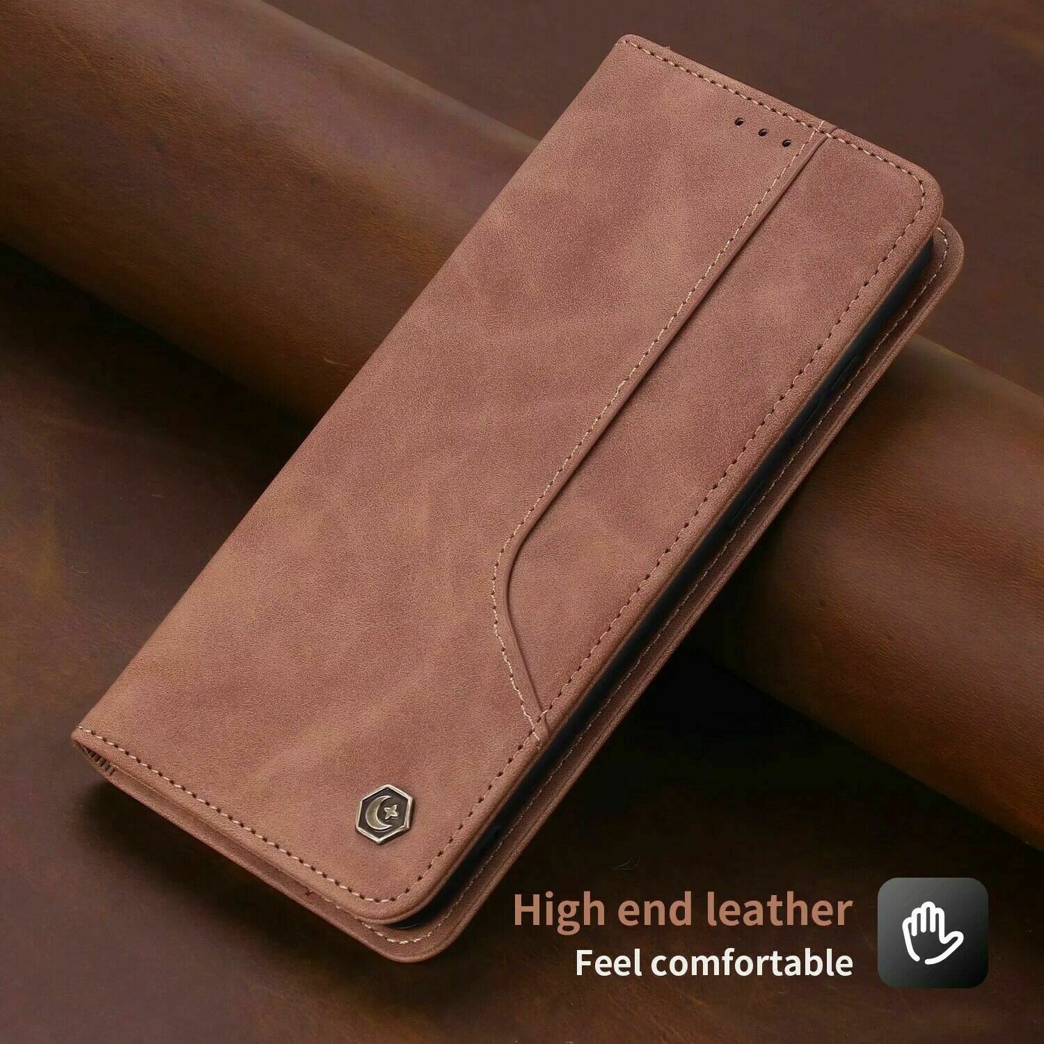 POLA Retro Classic Magnetic PU Leather Flip Wallet Card Holder Phone Case Cover for Samsung Galaxy S22 Plus (Brown) - Free Shipping
