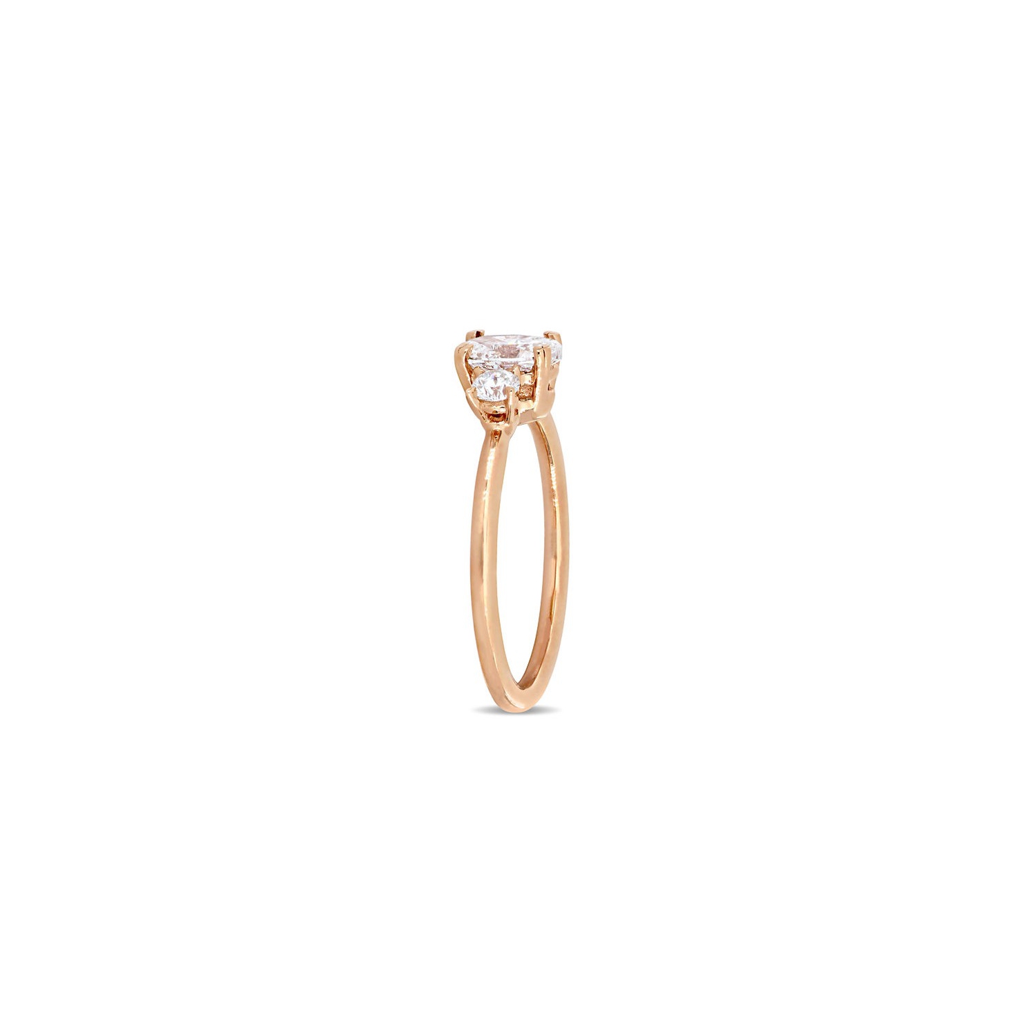 1.00 Carat Oval-Cut Three-Stone Diamond Engagement Ring in 14K Rose Gold