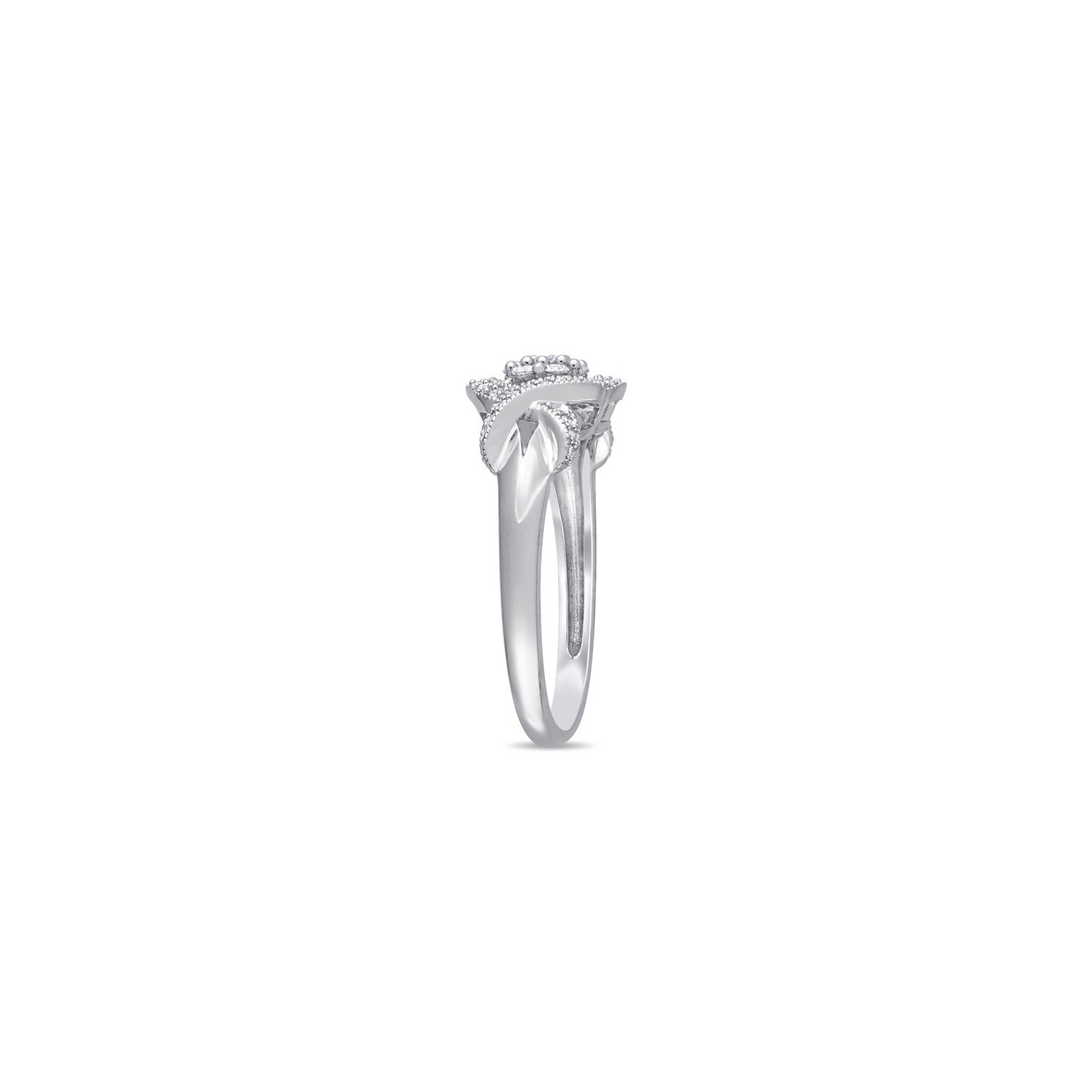 1/3 carat bague de fiançailles de grappes diamant en or blanc 10k