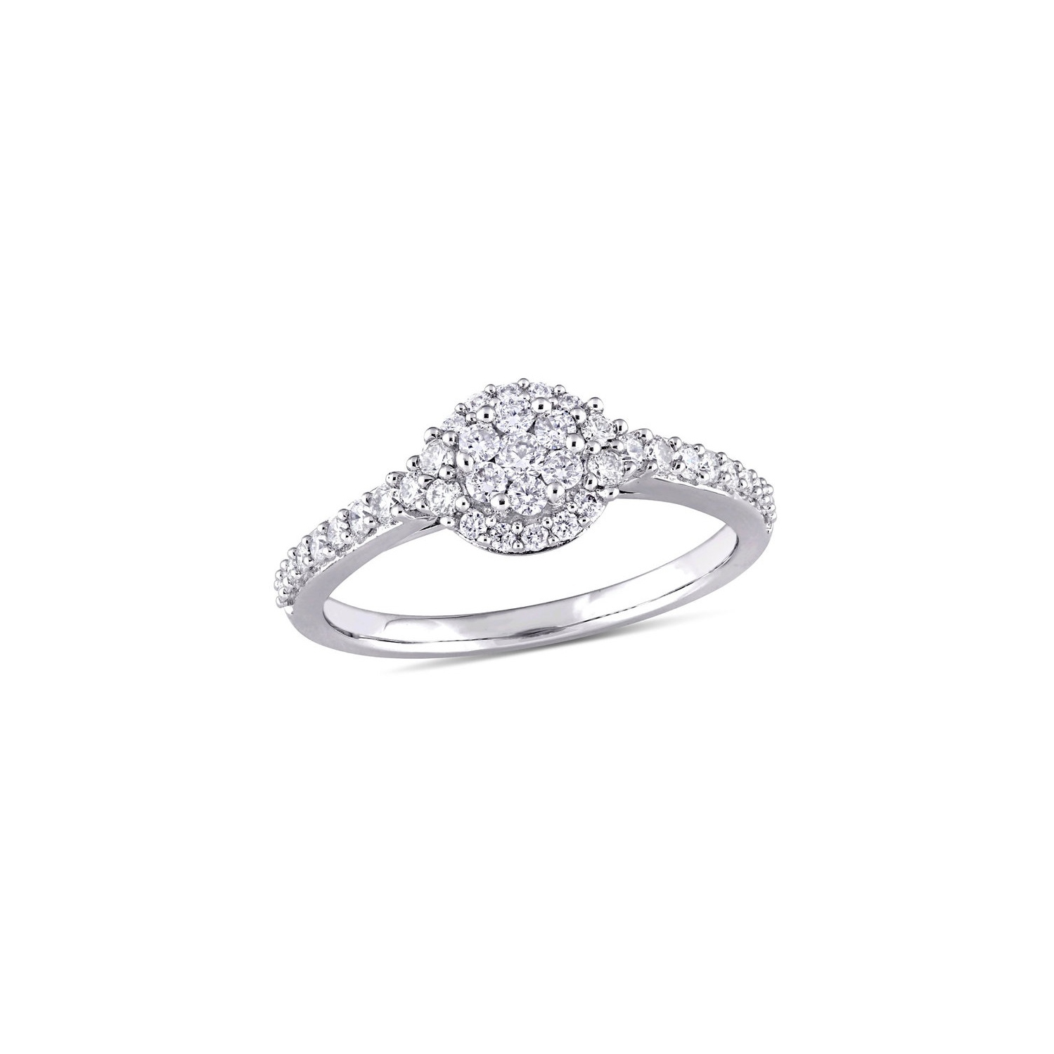 1/2 carat bague de halo de fiançailles de diamant en or blanc 14k