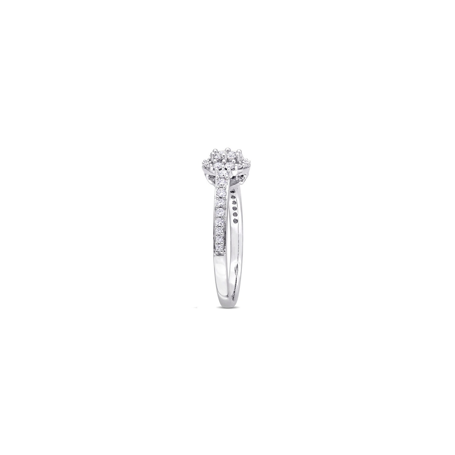 1/2 carat bague de halo de fiançailles de diamant en or blanc 14k