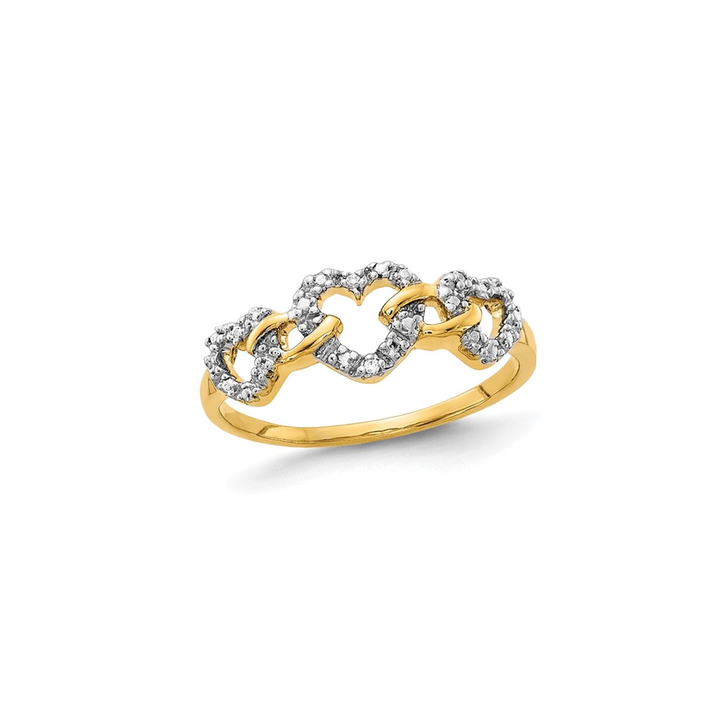 14K Yellow Gold Heart Promise Ring with Accent Diamonds