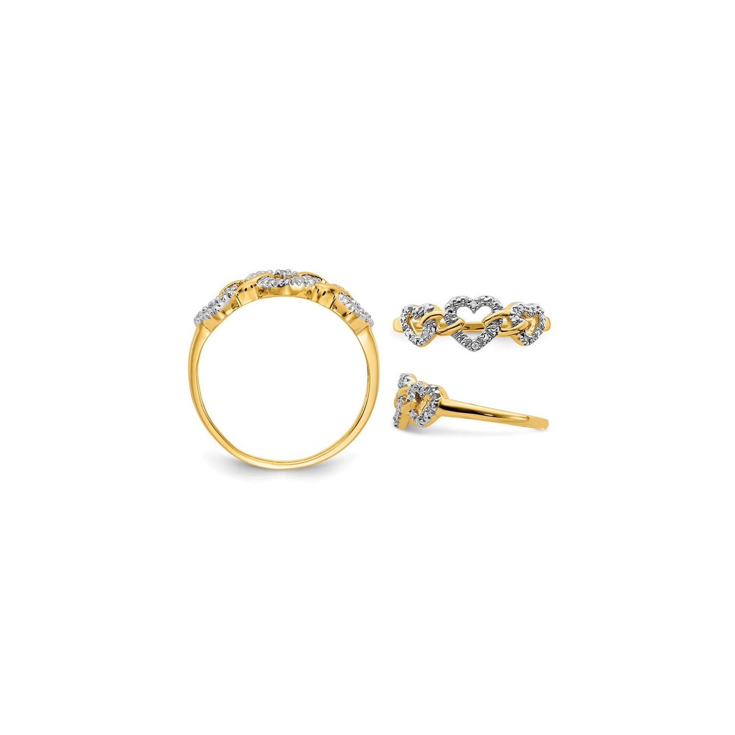 14K Yellow Gold Heart Promise Ring with Accent Diamonds