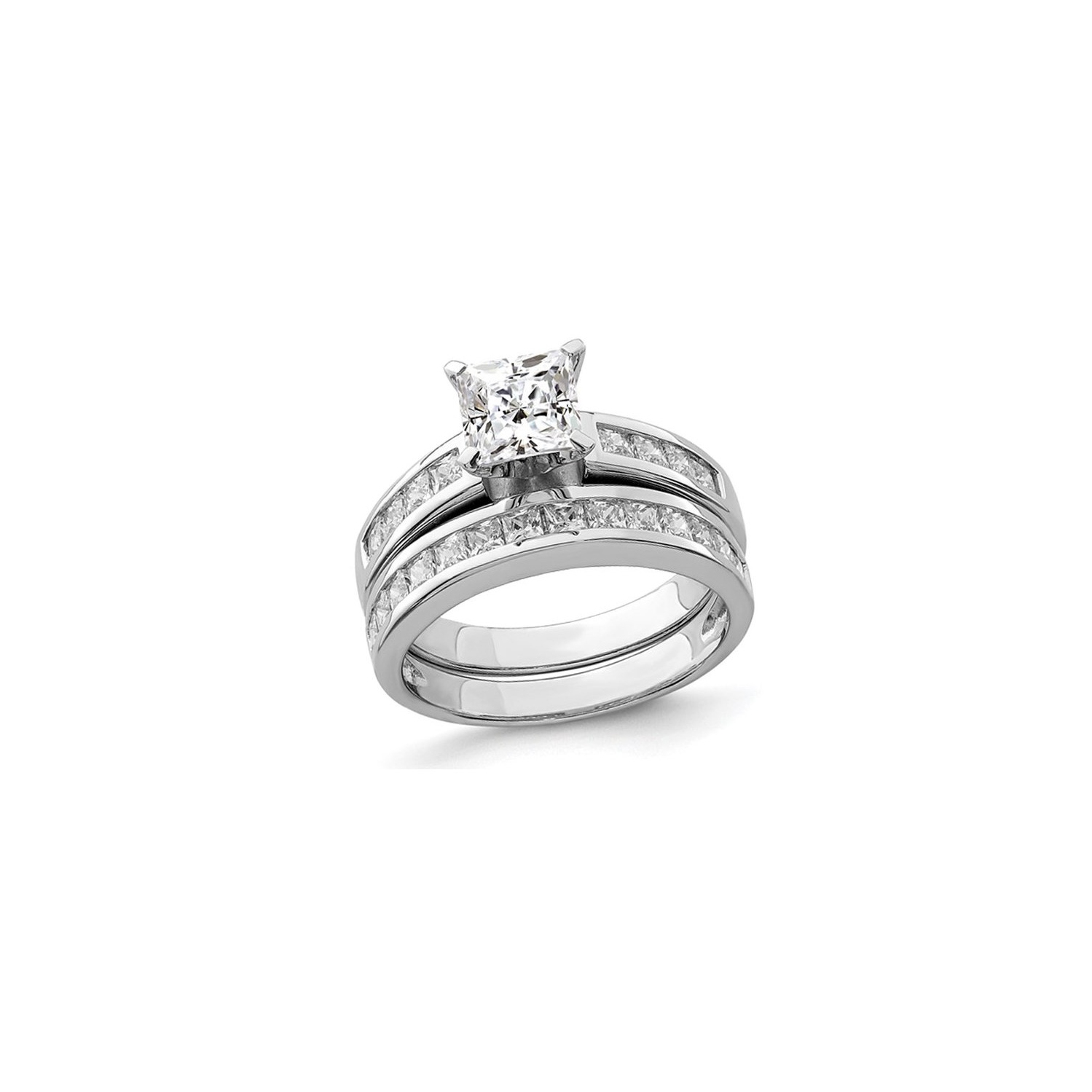 Sterling Silver Engagement Bridal Wedding Ring Set with Cubic Zirconia (CZ)