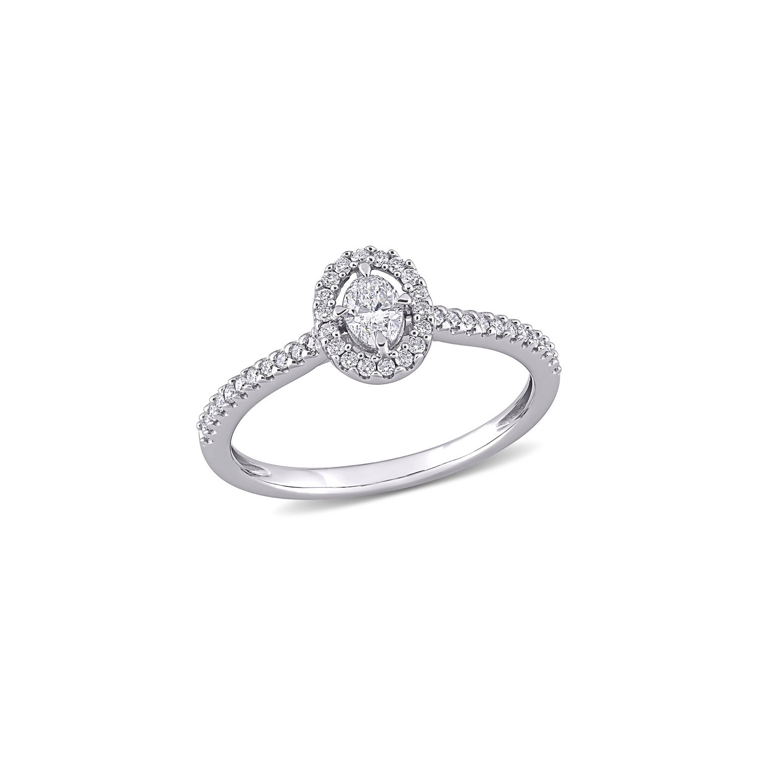 1/2 Carat Diamond Engagement Halo Ring in 14K White Gold