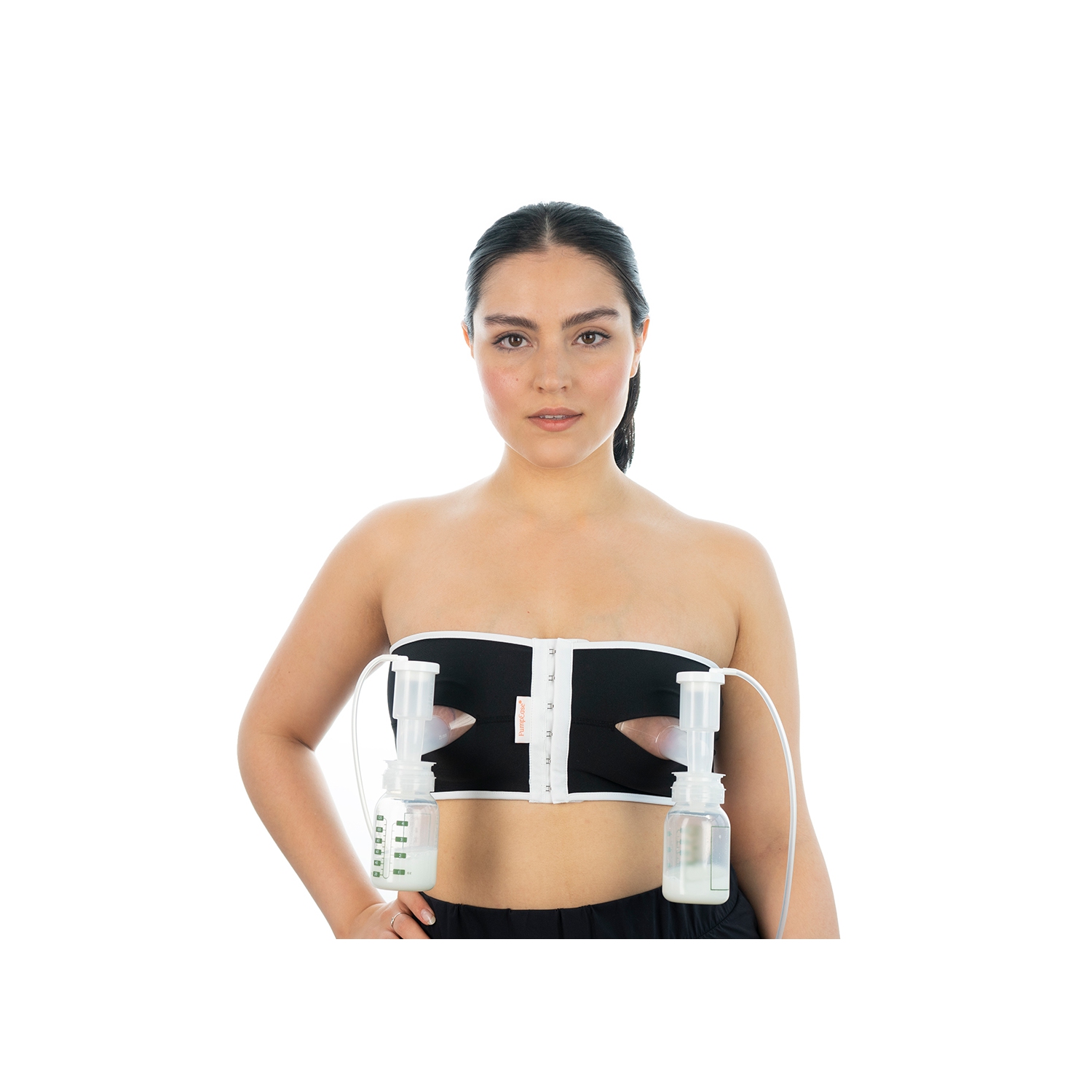 PumpEase Hands Free Pump Bra, Small, Adjustable, Works for All Pumps Black  and White Extra Large