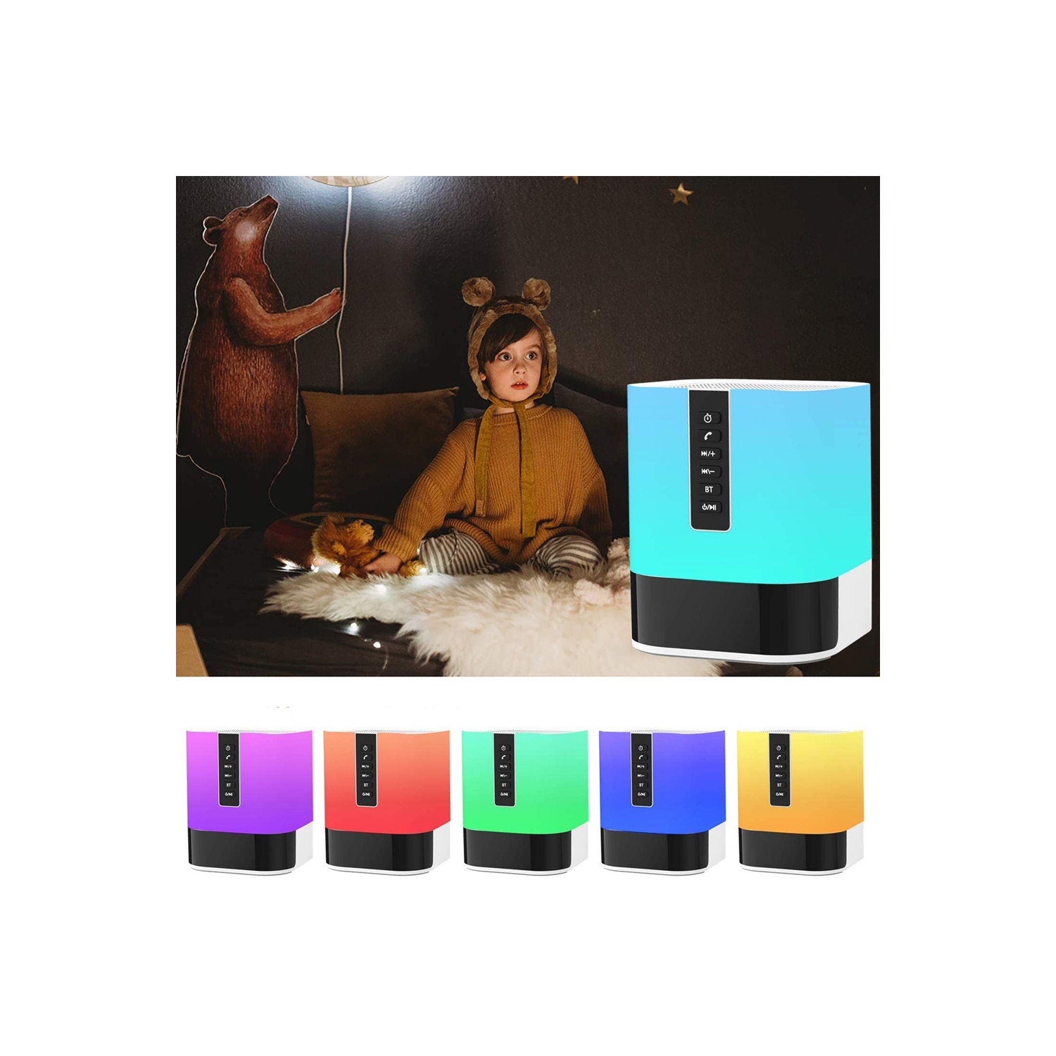 Night Lights Bluetooth Speaker with Alarm Clock Wireless Touch Sensor Bedside Lamp - axGear