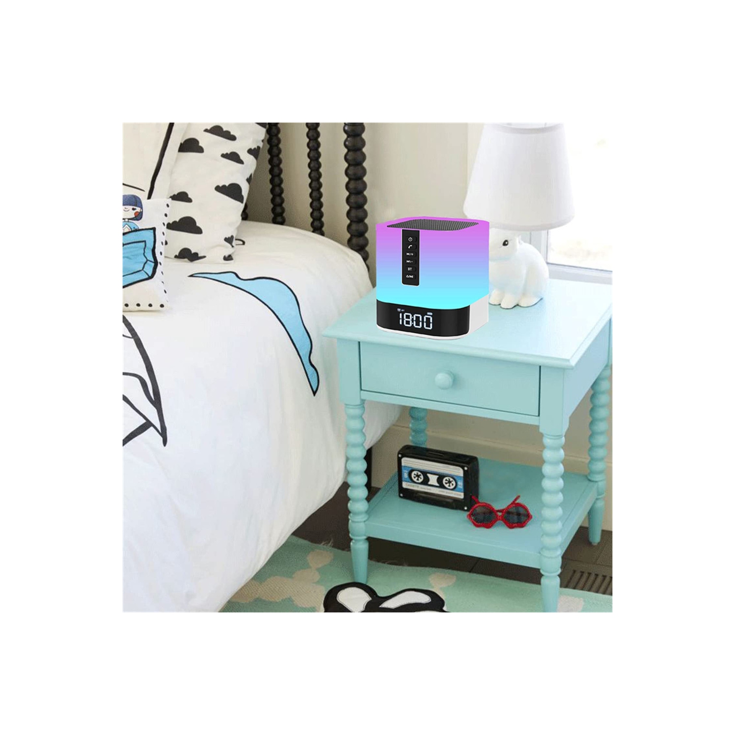 Night Lights Bluetooth Speaker with Alarm Clock Wireless Touch Sensor Bedside Lamp - axGear