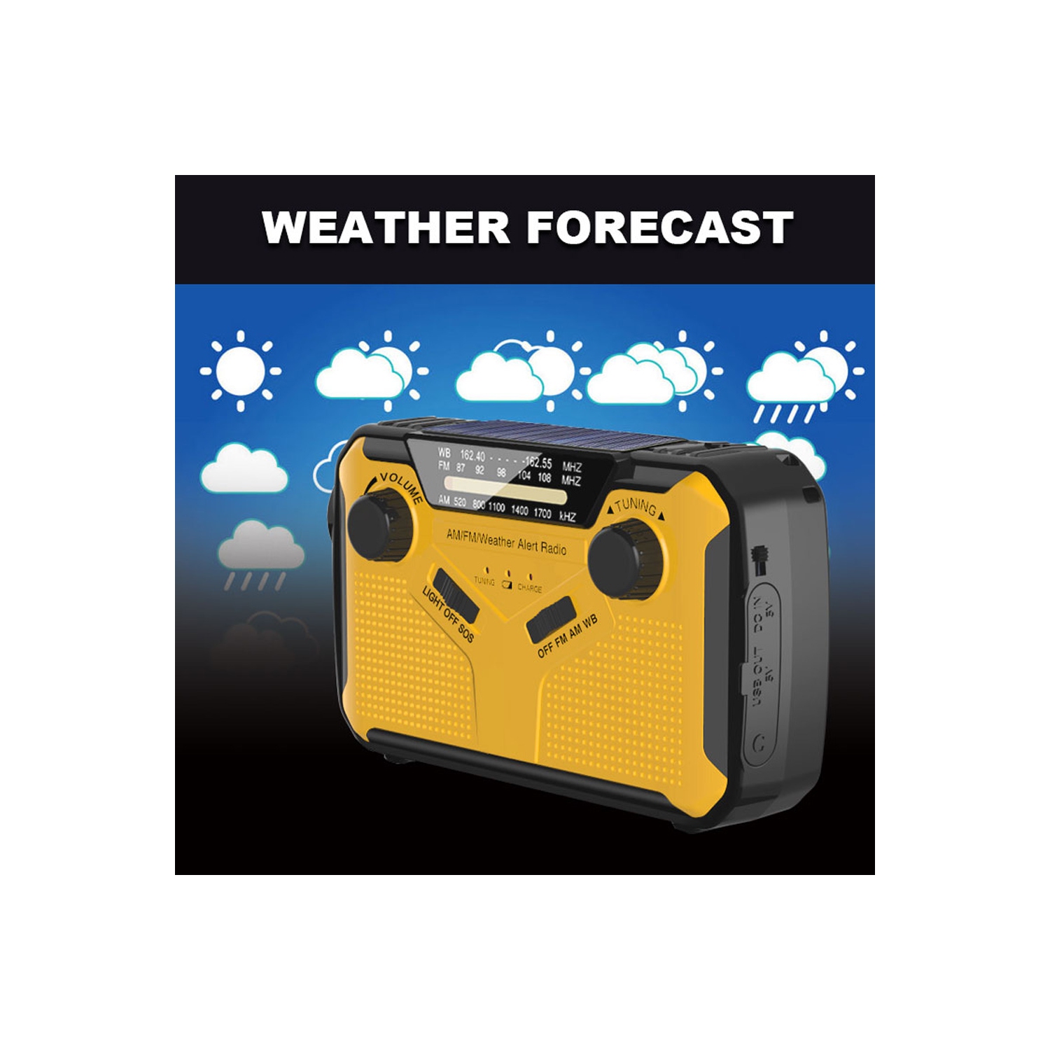 Emergency Radio AM/FM Weather Alert Receiver with LED Flashlight Phone Charger - axGear