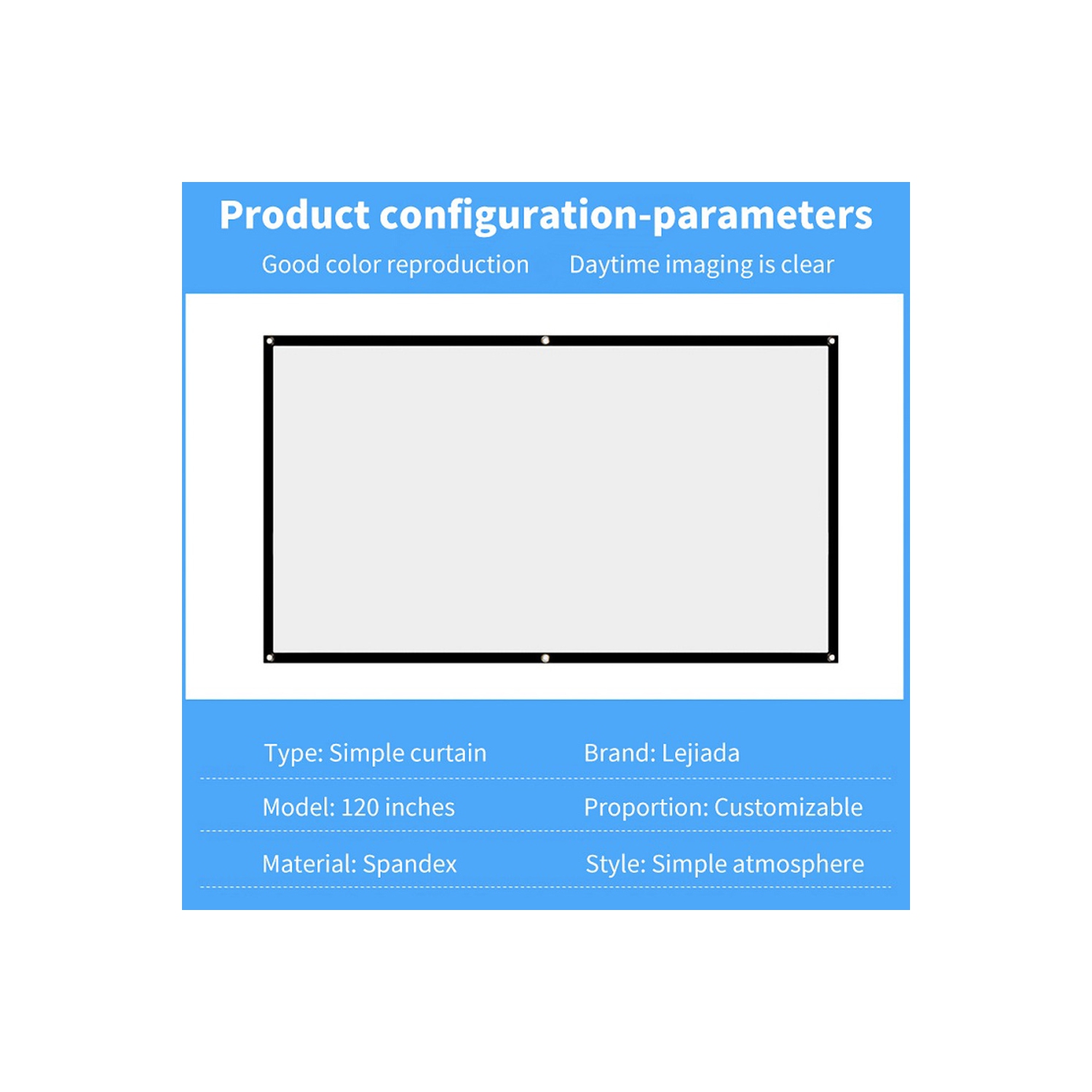 Écran de projection 120 pouces 16: 9 HD pliable anti-plis portable extérieur projecteur d'intérieur écran de films - axGear