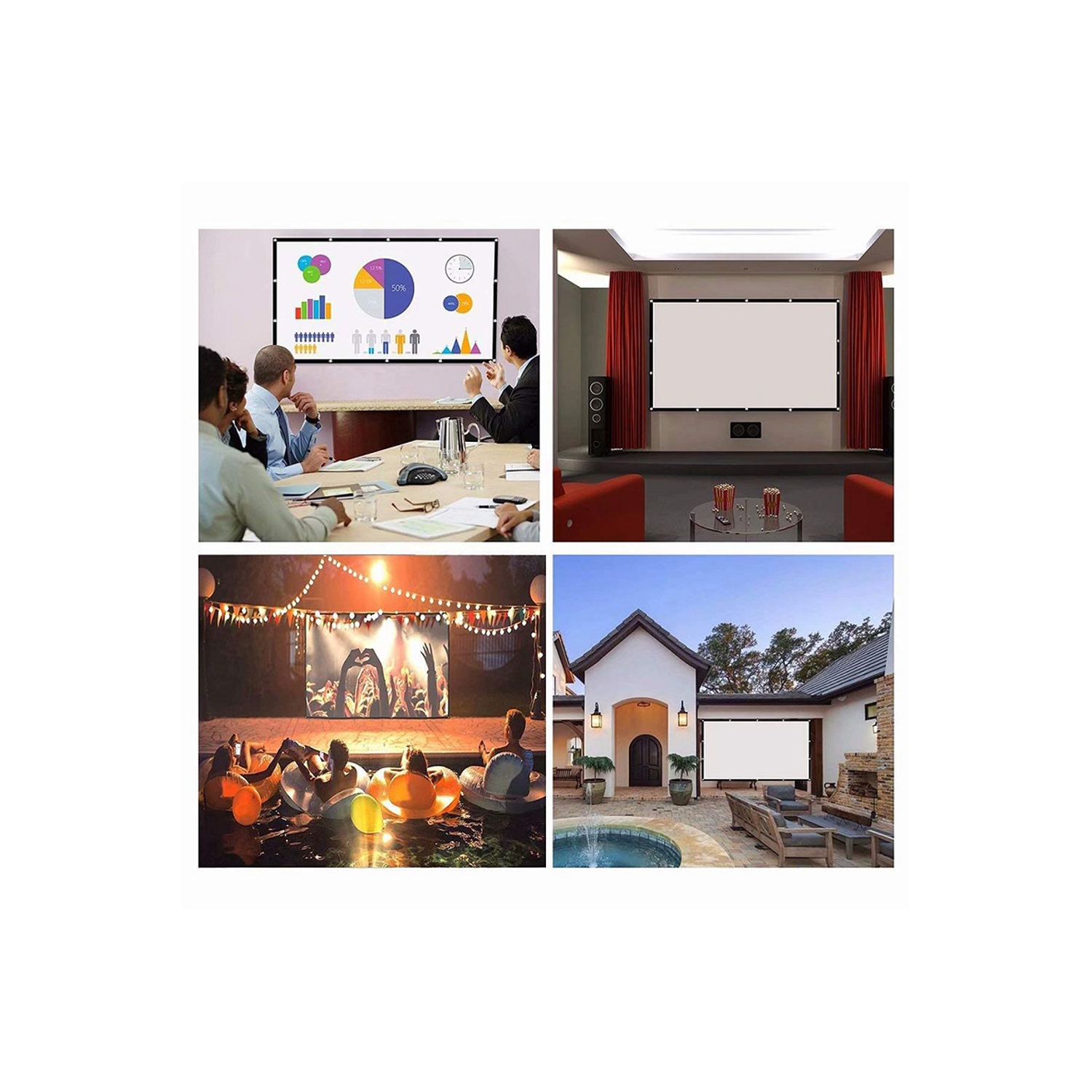 Écran de projection 120 pouces 16: 9 HD pliable anti-plis portable extérieur projecteur d'intérieur écran de films - axGear