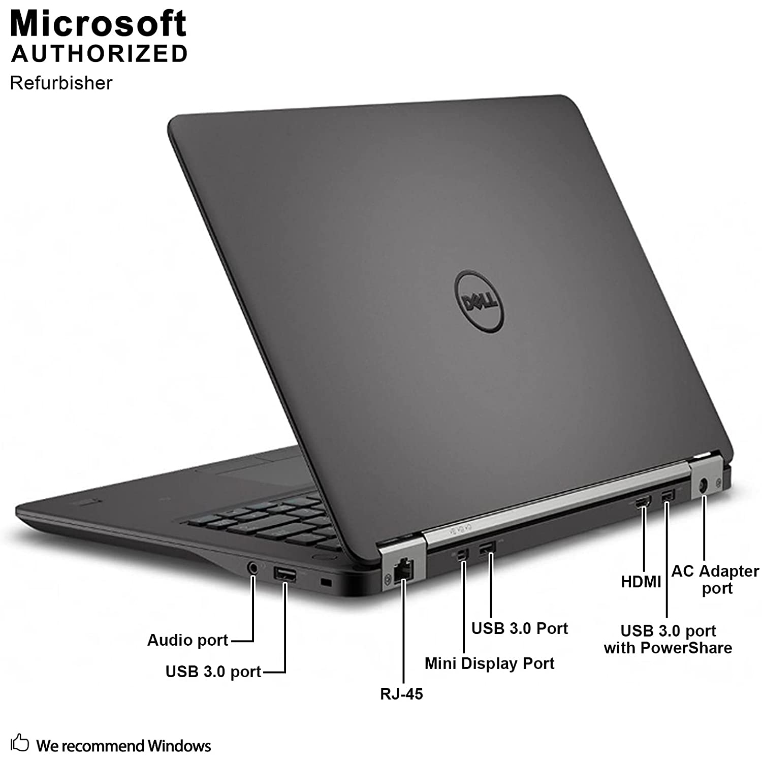 Refurbished - Dell Latitude E7450 Touch Screen Business Ultrabook: i5-5300U 2.3GHz, 8GB RAM, 128GB SSD, HDMI, Webcam, 14" Touch Screen, Windows 11