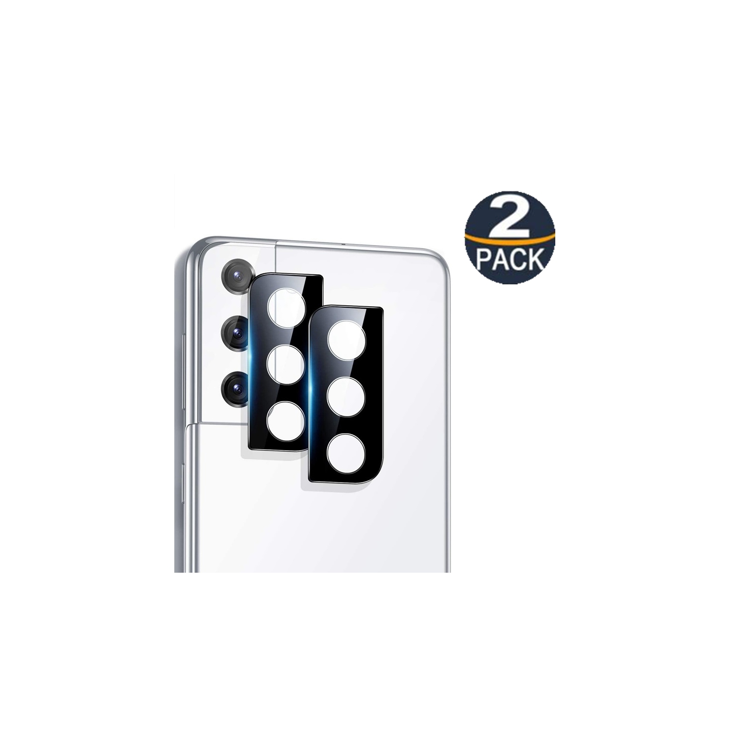 【Lot de 2】 Protecteur d'objectif d'appareil photo en verre trempé CSmart pour Samsung S21 FE 5G Noir, compatible avec les étui