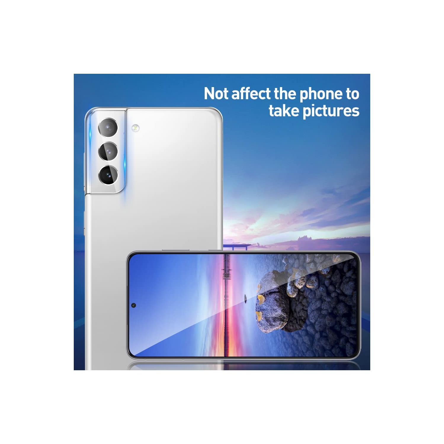 【Lot de 2】 Protecteur d'objectif d'appareil photo en verre trempé CSmart pour Samsung S22, Clair, compatible avec les étui