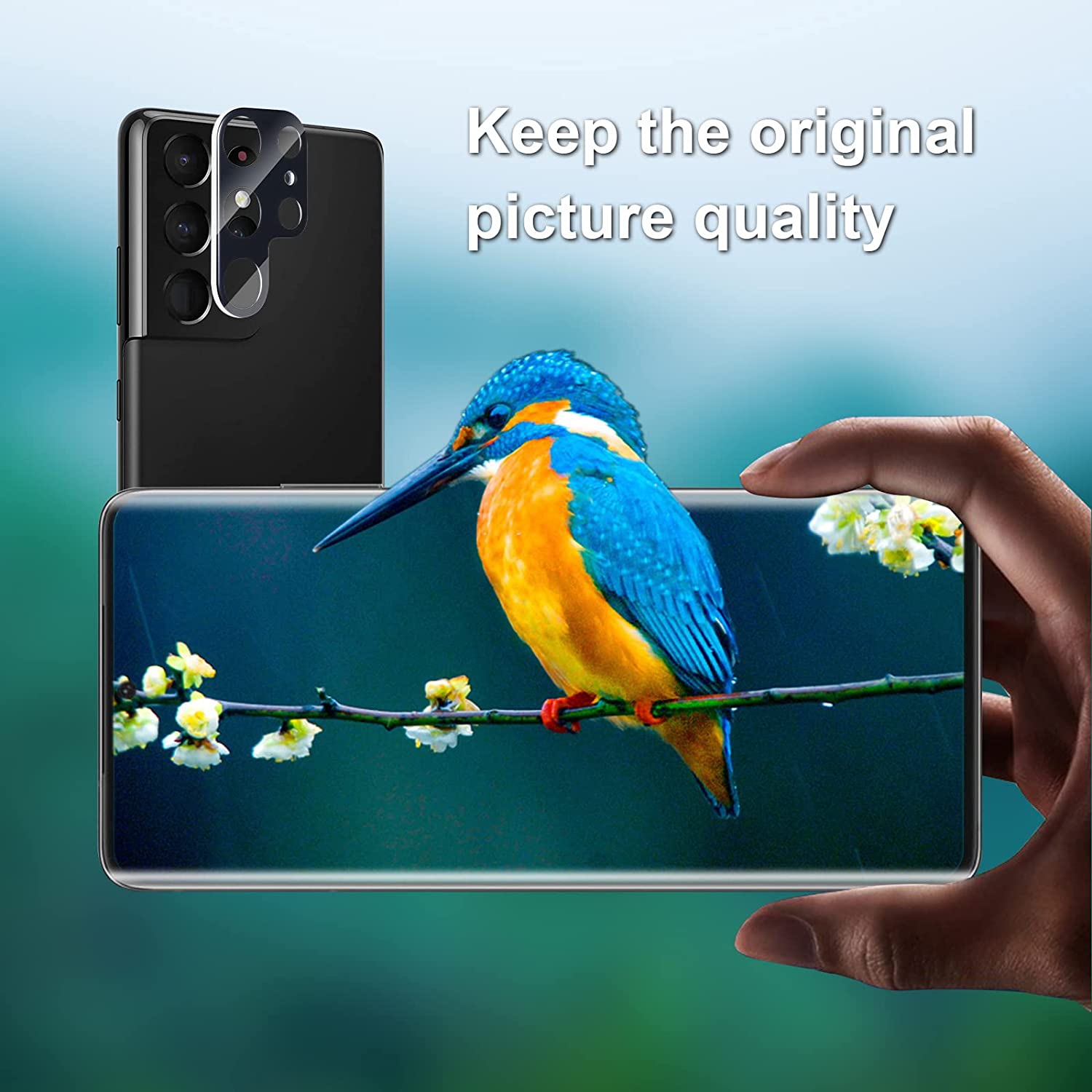 【Lot de 2】 Protecteur d'objectif d'appareil photo en verre trempé CSmart pour Samsung S22, noir, compatible avec les étui