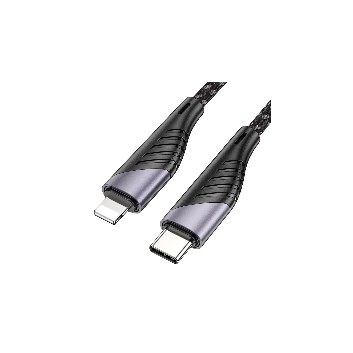 20w Nylon Braided PD USB-C to Lightning Super Fast Charging Data Cable Cord, Black