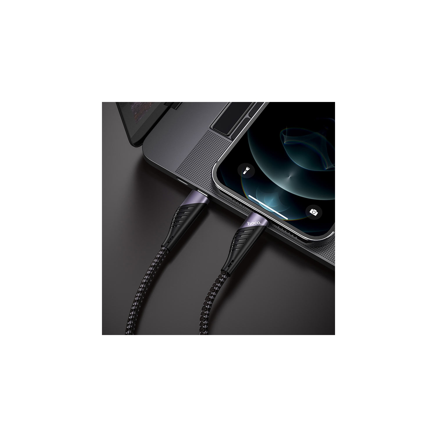 20w Nylon Braided PD USB-C to Lightning Super Fast Charging Data Cable Cord, Black