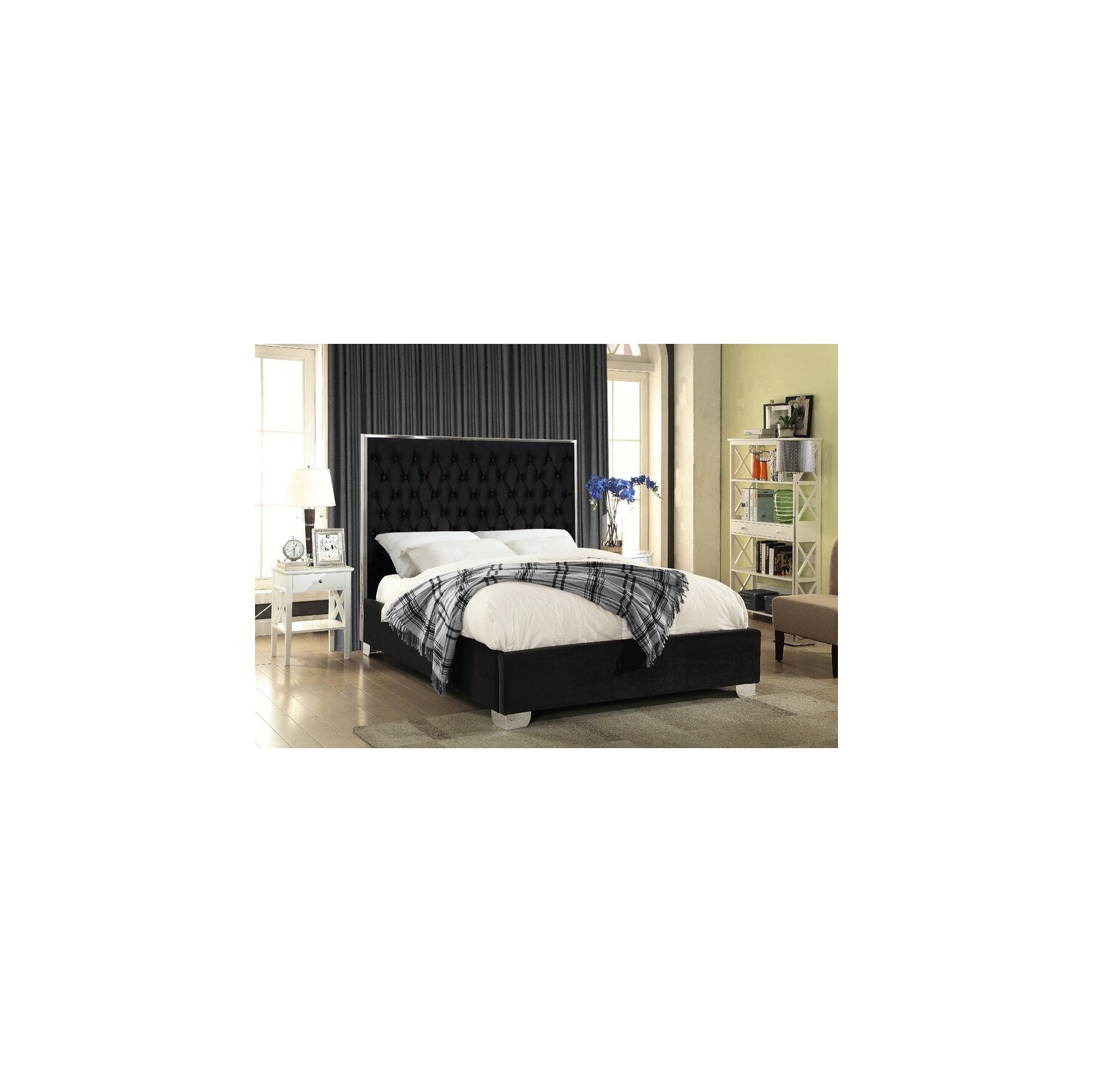 Infinite Imports – Viola Bed Queen Size Velvet