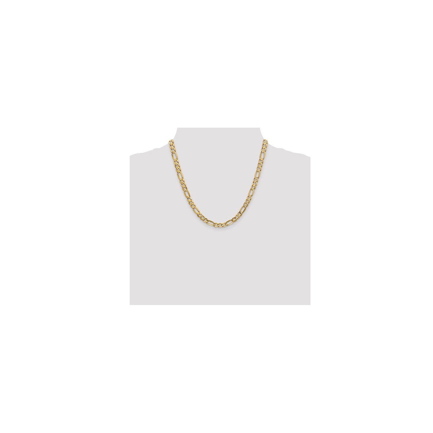 Collier concave 6mm Figaro en or jaune 14k - 20 pouces