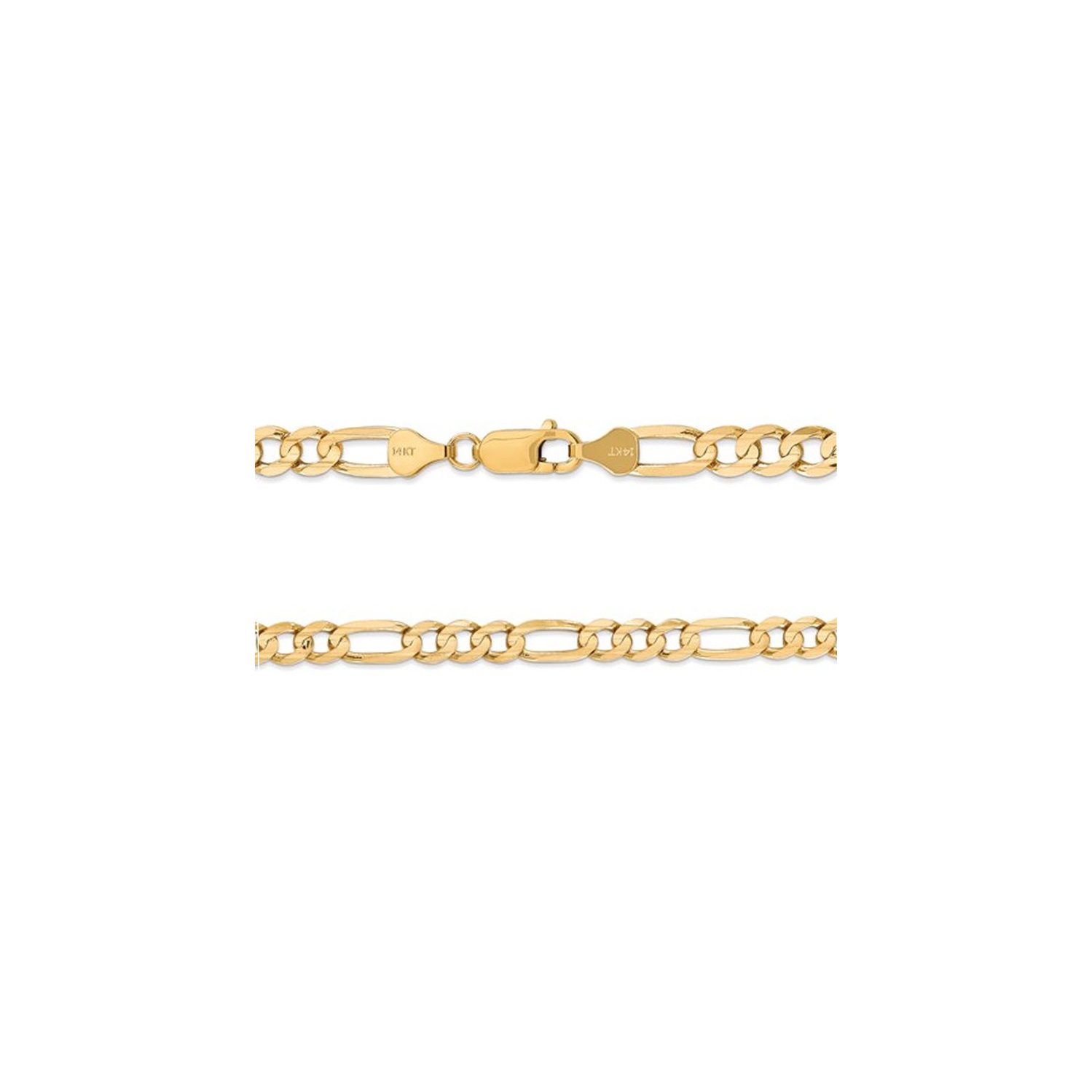 Collier concave 6mm Figaro en or jaune 14k - 20 pouces