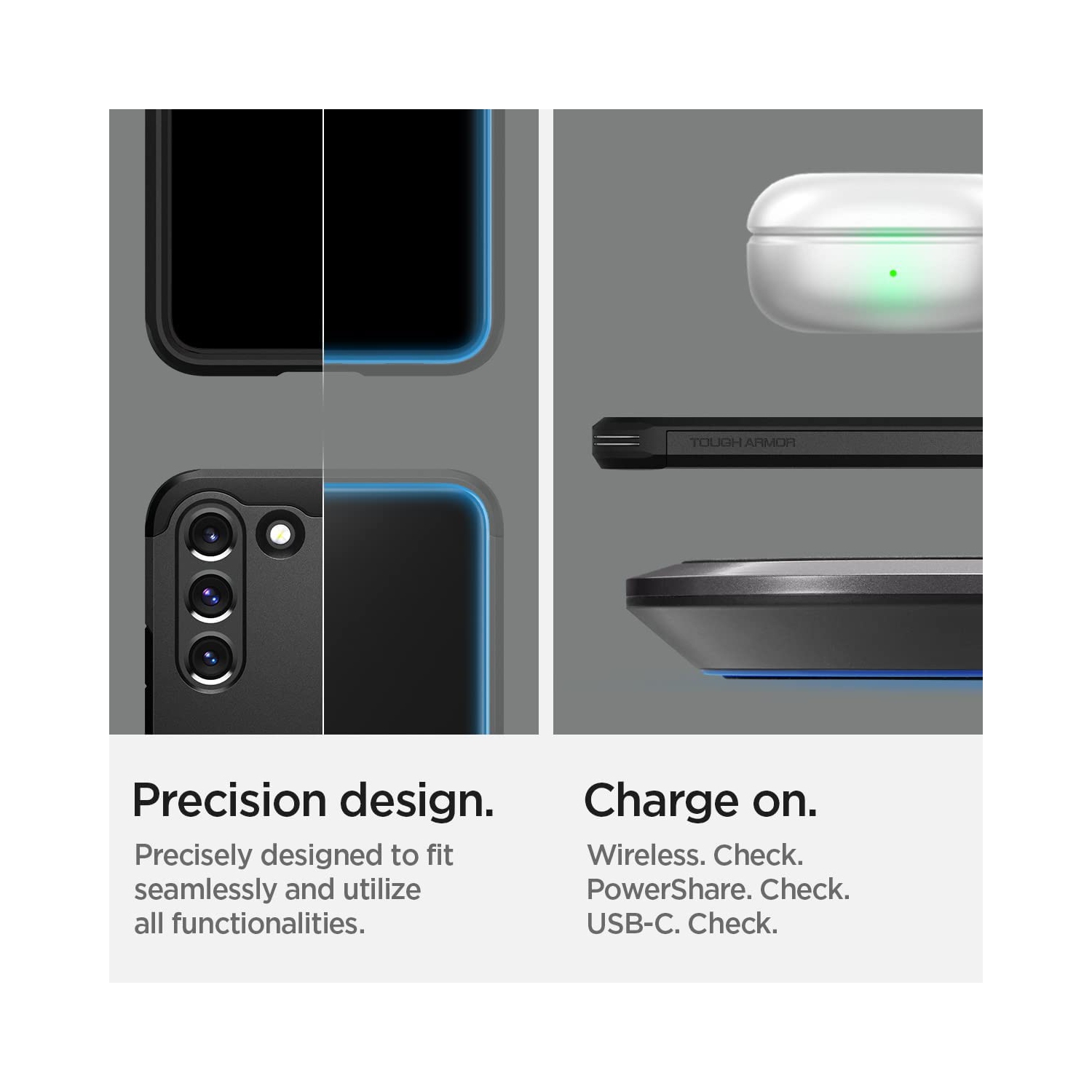 Étui Tough Armor de Spigen pour Galaxy S22 de Samsung - Noir