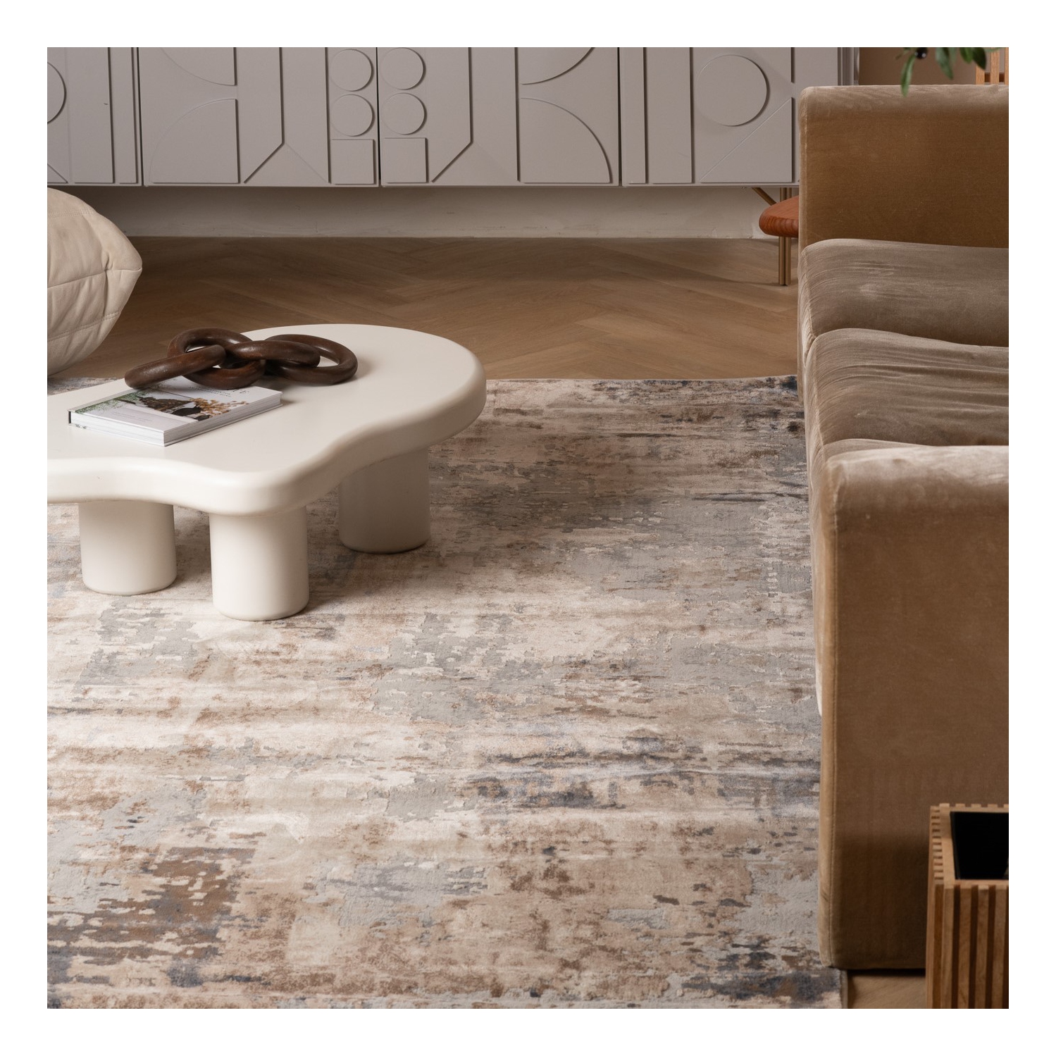 Rug Branch Elara Contemporary Abstract Grey/Beige Indoor Area Rug