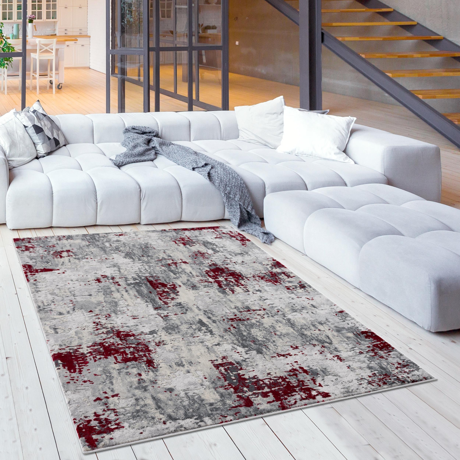Rug Branch Elara Contemporary Abstract Grey/Beige Indoor Area Rug
