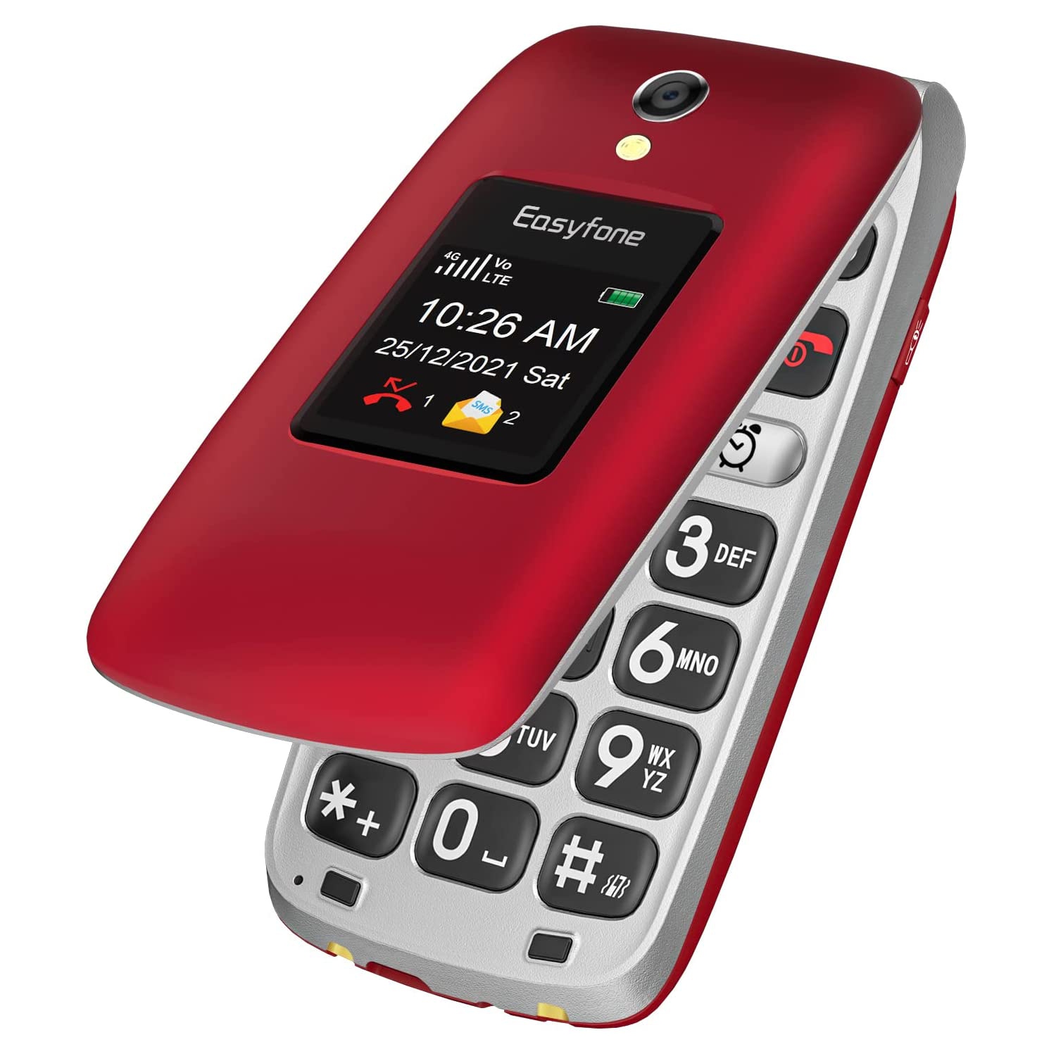 Easyfone Prime-A1 Pro 4G LTE Unlocked Senior Flip Mobile Phone, Easy-to-Use Cell Phone for Elderly with SOS Button, GPS, Hearing Aid Compatible and