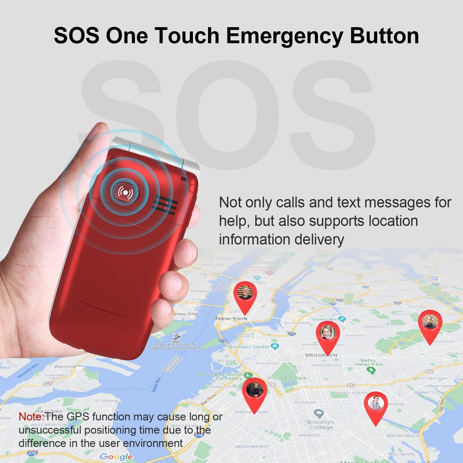 Easyfone Prime-A1 Pro 4G LTE Unlocked Senior Flip Mobile Phone, Easy-to-Use Cell Phone for Elderly with SOS Button, GPS, Hearing Aid Compatible and