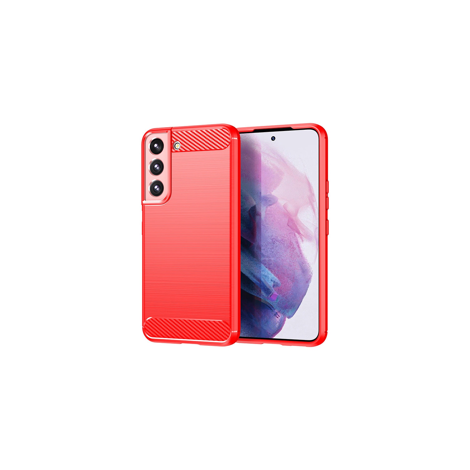 PANDACO Red Brushed Metal Case for Samsung Galaxy S22+