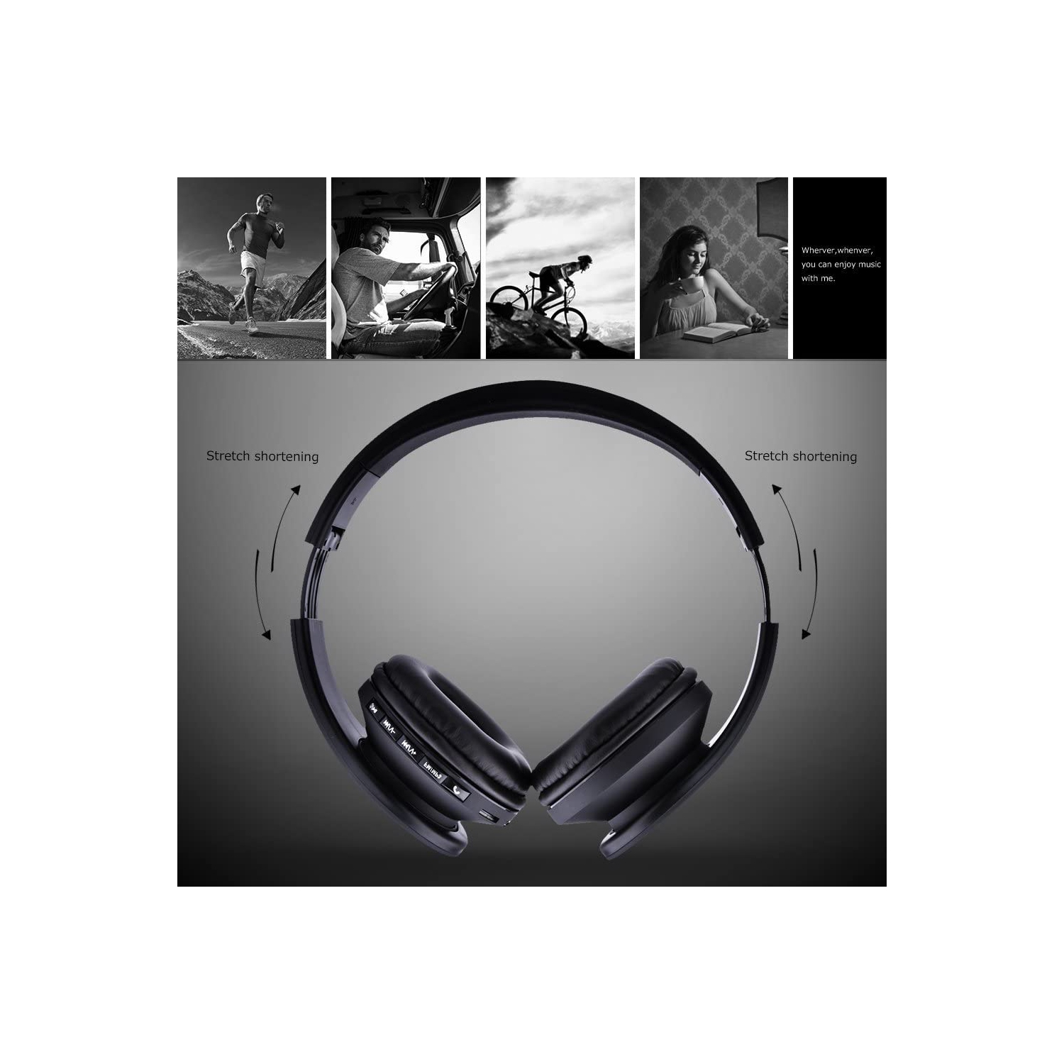 Foldable Over-Ear Headphones with Mic, Portable Stereo Bass Wired Headset, Tangle-Free 1.45M Cable, Ideal for Smartphones, Tablets, MP3/4