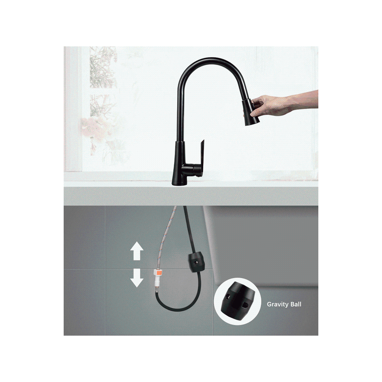 LIVINGbasics Single-Handle Pull-Down High Arc Sprayer Kitchen Sink Faucet, Oil-Rubbed Bronze