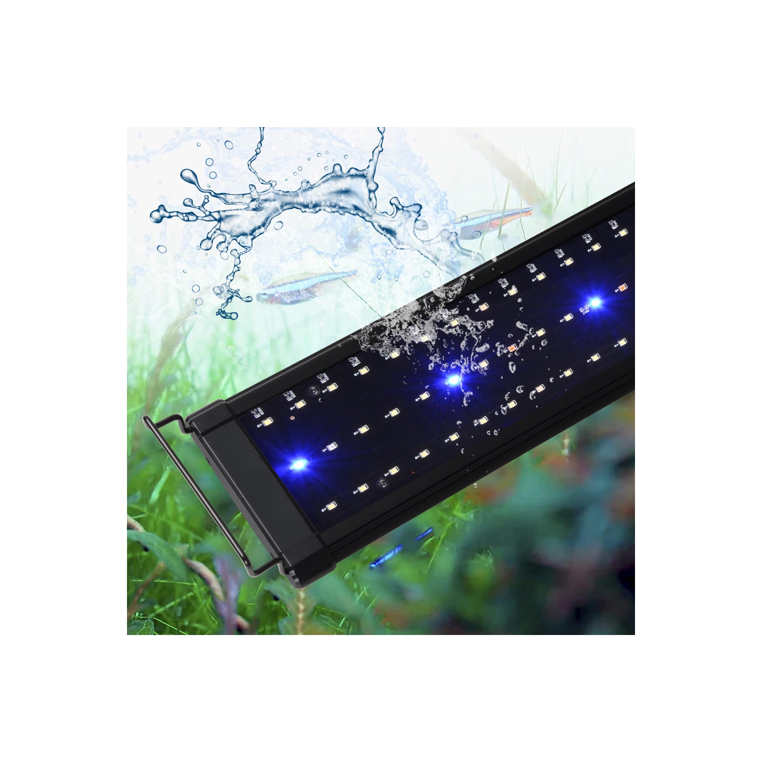 23.6 inch Blue and White Colorful LED Aquarium Light with Extendable Brackets ,Adjustable light and timing setting ,white, blue and colorful light-1