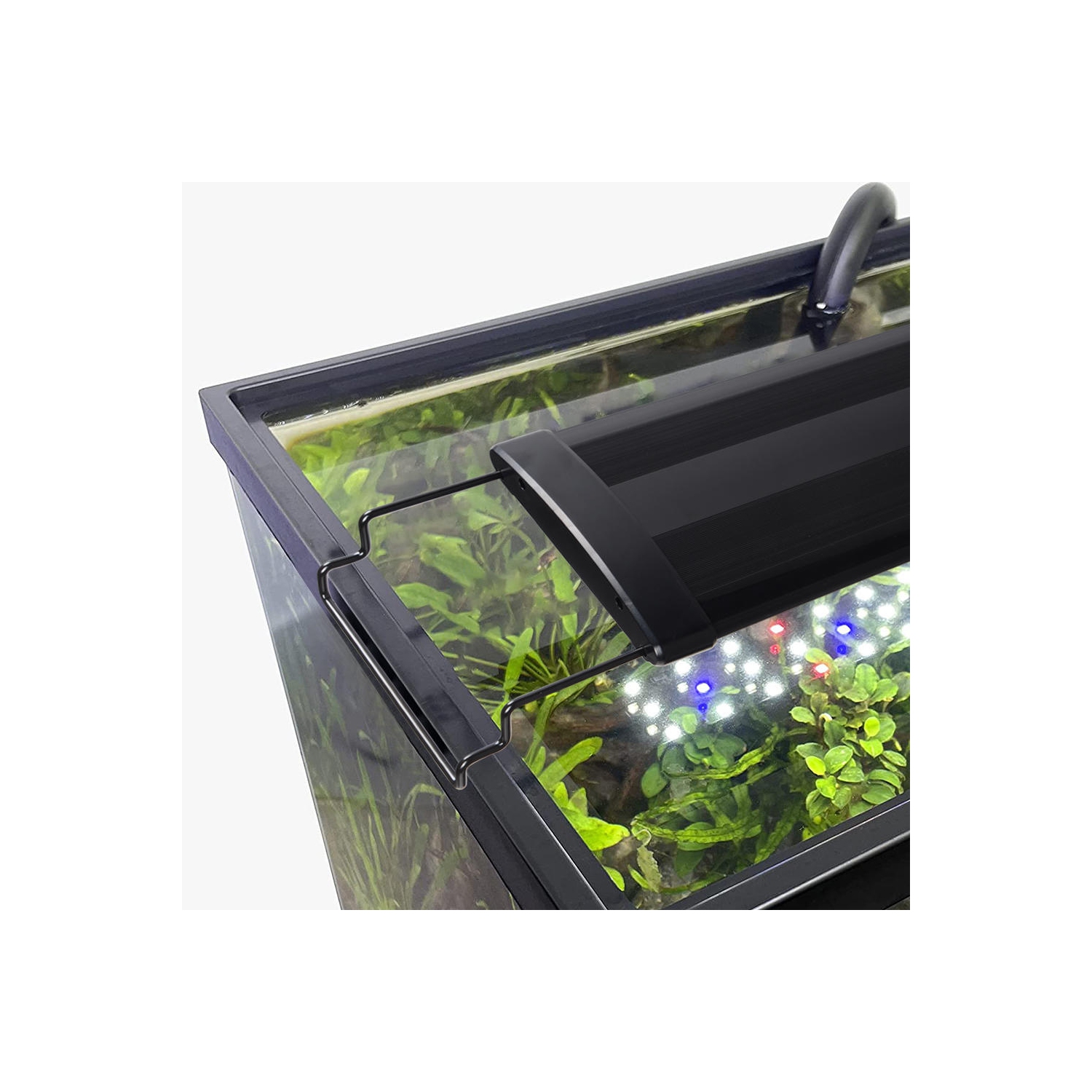 Lumière d'aquarium à LED colorée bleue et blanche de 35,4 pouces avec supports extensibles, réglage de la lumière et de la synchronisation réglables,