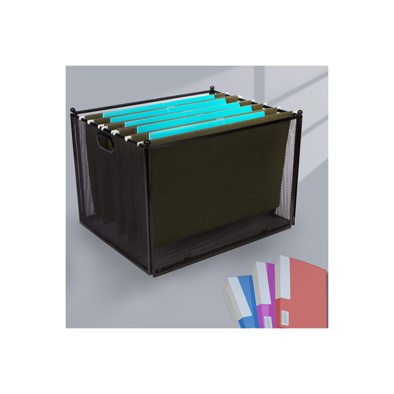 Organisateur de dossiers de fichiers suspendus en métal pliable pour le stockage - Moustache®