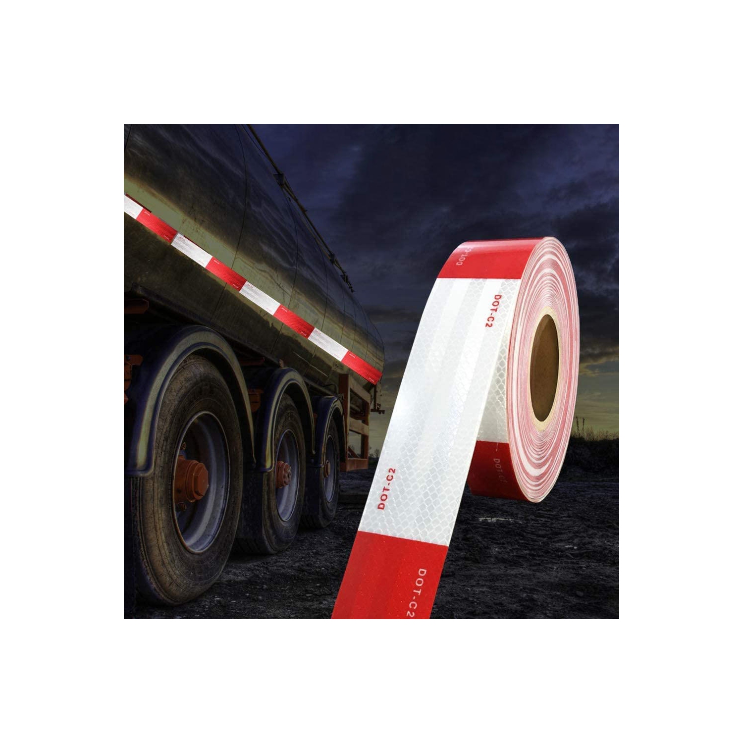 Ruban d'avertissement adhésif rouge blanc super résistant, 2" x 150FT pour voitures, extérieur, boîtes aux lettres, vélos, casques - 1 rouleau/paquet