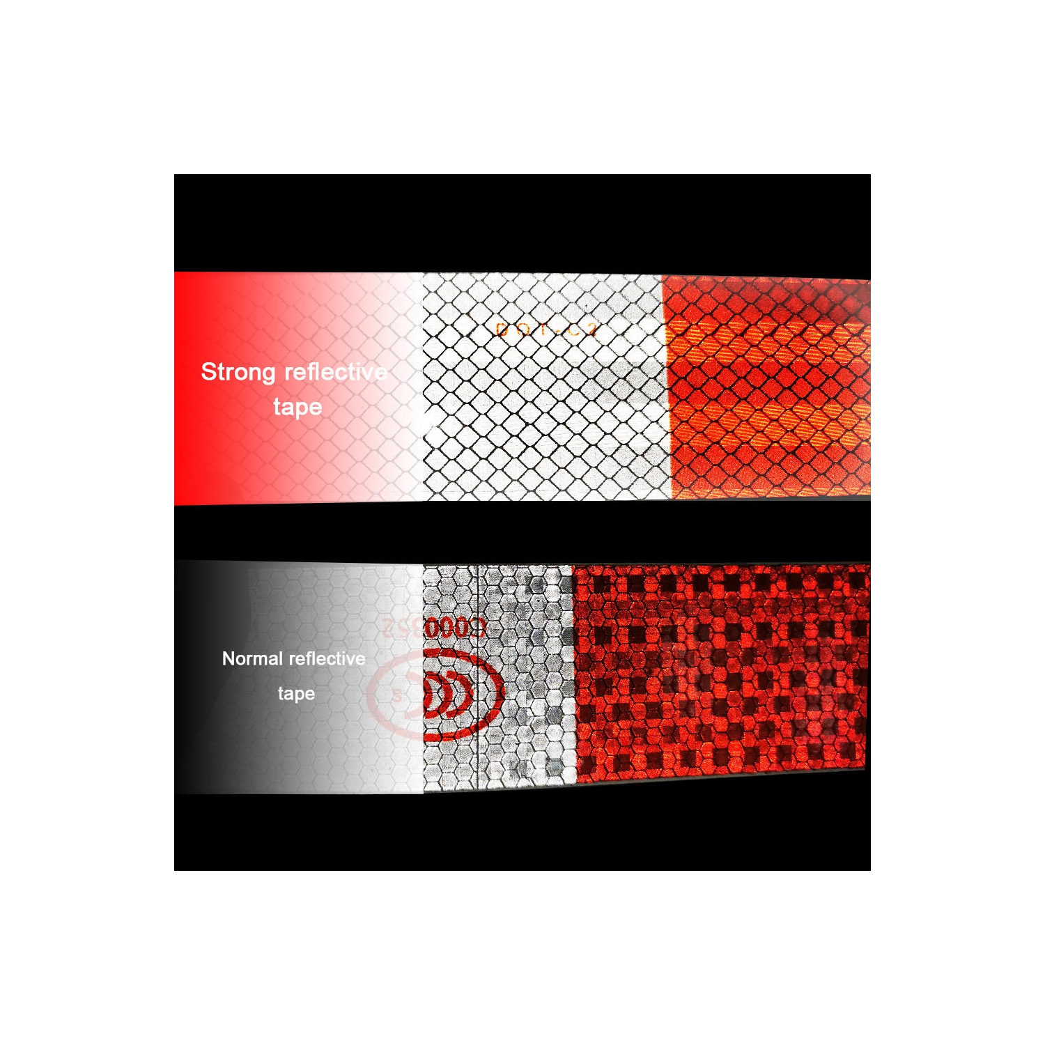 Ruban d'avertissement adhésif rouge blanc super résistant, 2" x 150FT pour voitures, extérieur, boîtes aux lettres, vélos, casques - 1 rouleau/paquet