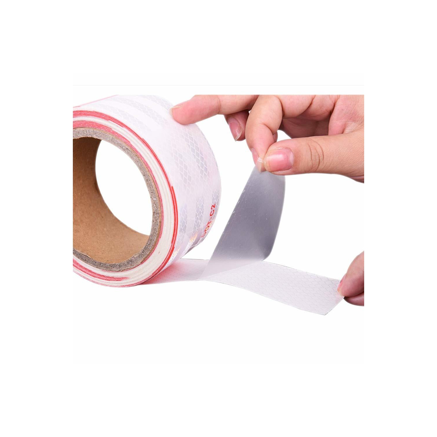 Ruban d'avertissement adhésif rouge blanc super résistant, 2" x 150FT pour voitures, extérieur, boîtes aux lettres, vélos, casques - 1 rouleau/paquet