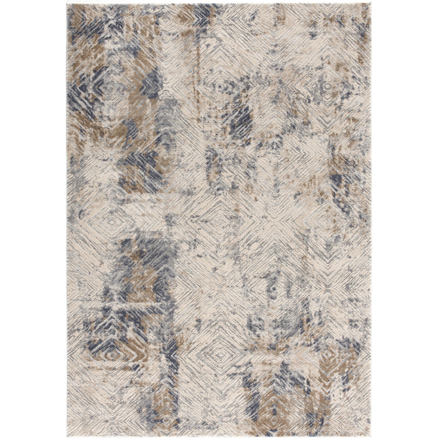 Tapis d'intérieur transitionnel abstrait Marisol Branch, bleu marine/beige