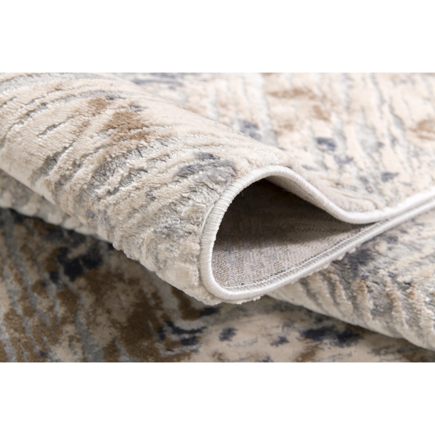 Tapis d'intérieur transitionnel abstrait Marisol Branch, bleu marine/beige