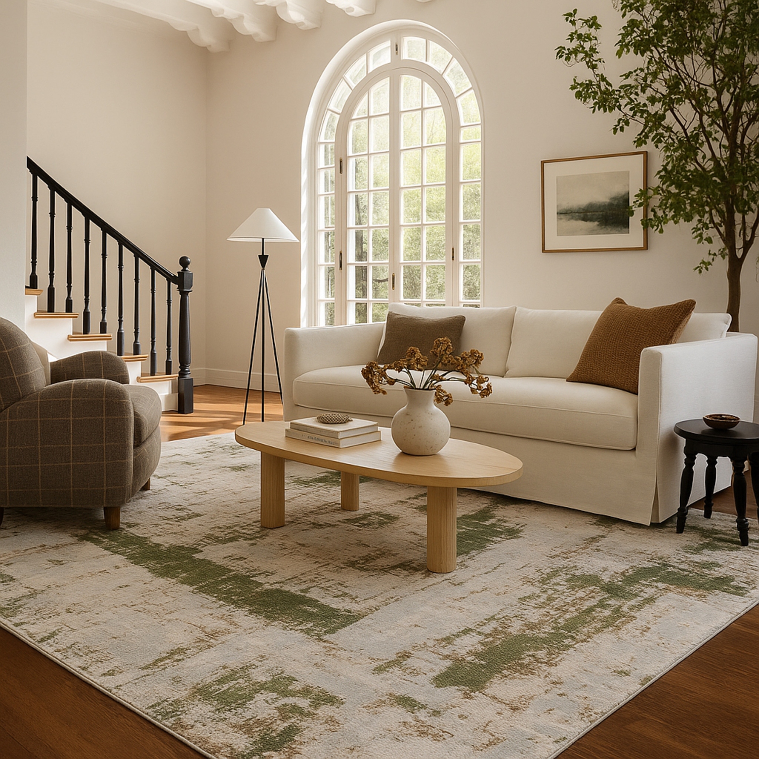 Rug Branch Silvan Contemporary Abstract Green/Beige Indoor Area Rug