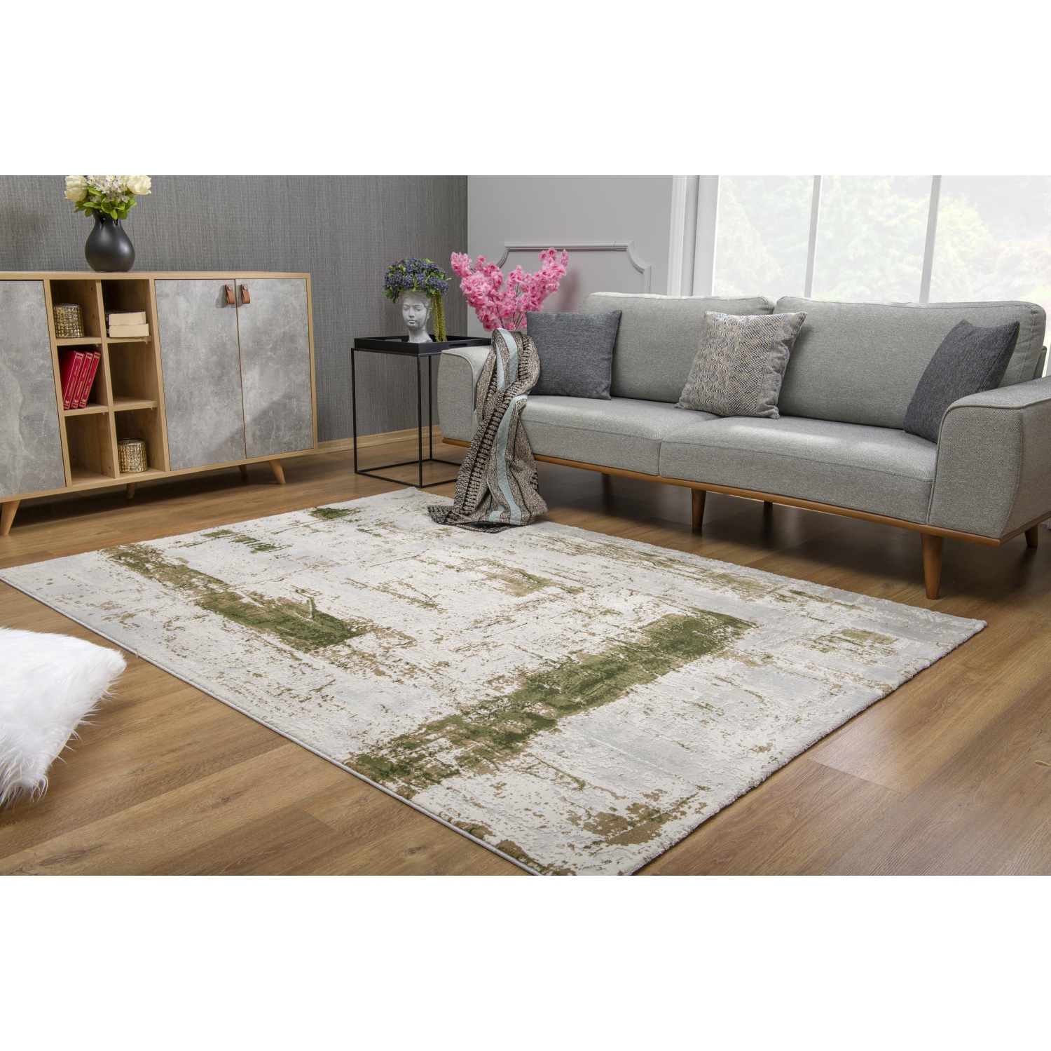 Rug Branch Silvan Contemporary Abstract Green/Beige Indoor Area Rug