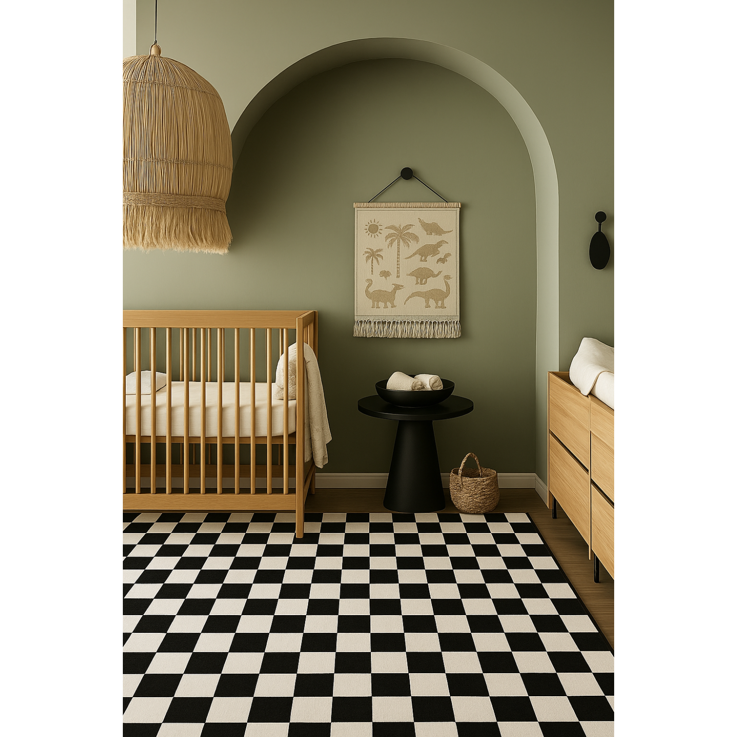 Tapis Metro Damier Noir non toxique, sécuritaire pour les enfants et les animaux de compagnie - Tapis d'intérieur pour enfants, noir - salle de jeu,