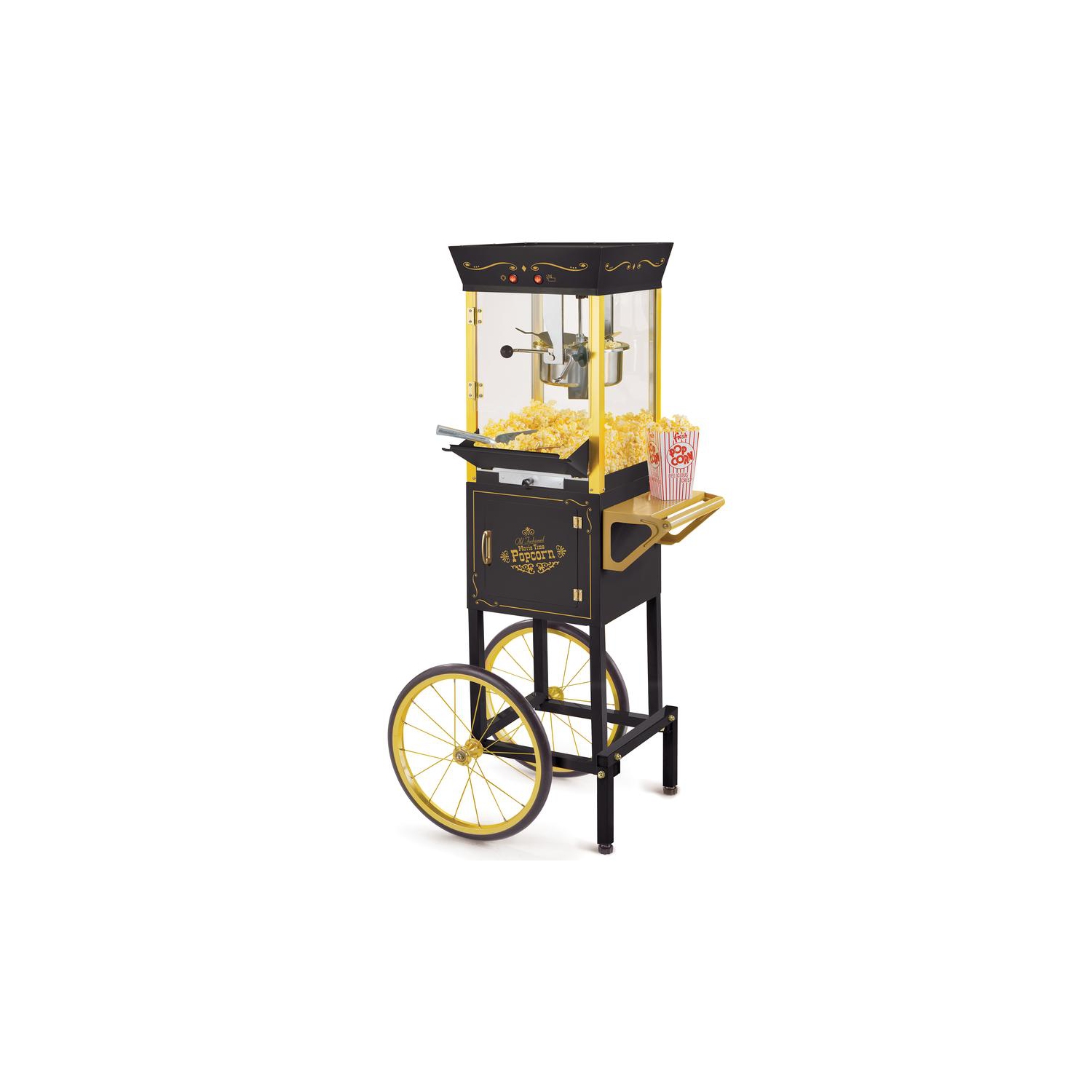 Nostalgia Vintage Professional Popcorn Cart - NEW 8-Ounce Kettle - 53 Inches Tall - Black