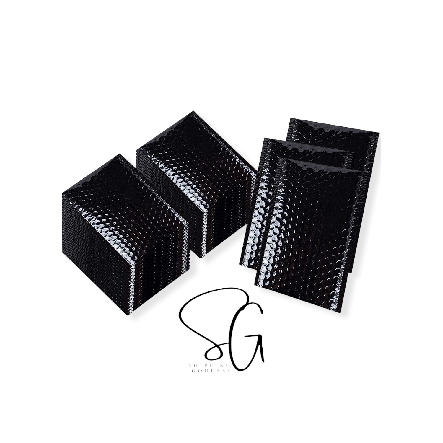 Shipping Goddess 8.5" X 11" #2 Black Metallic Foil Glamour Bubble Mailers/25 Pack