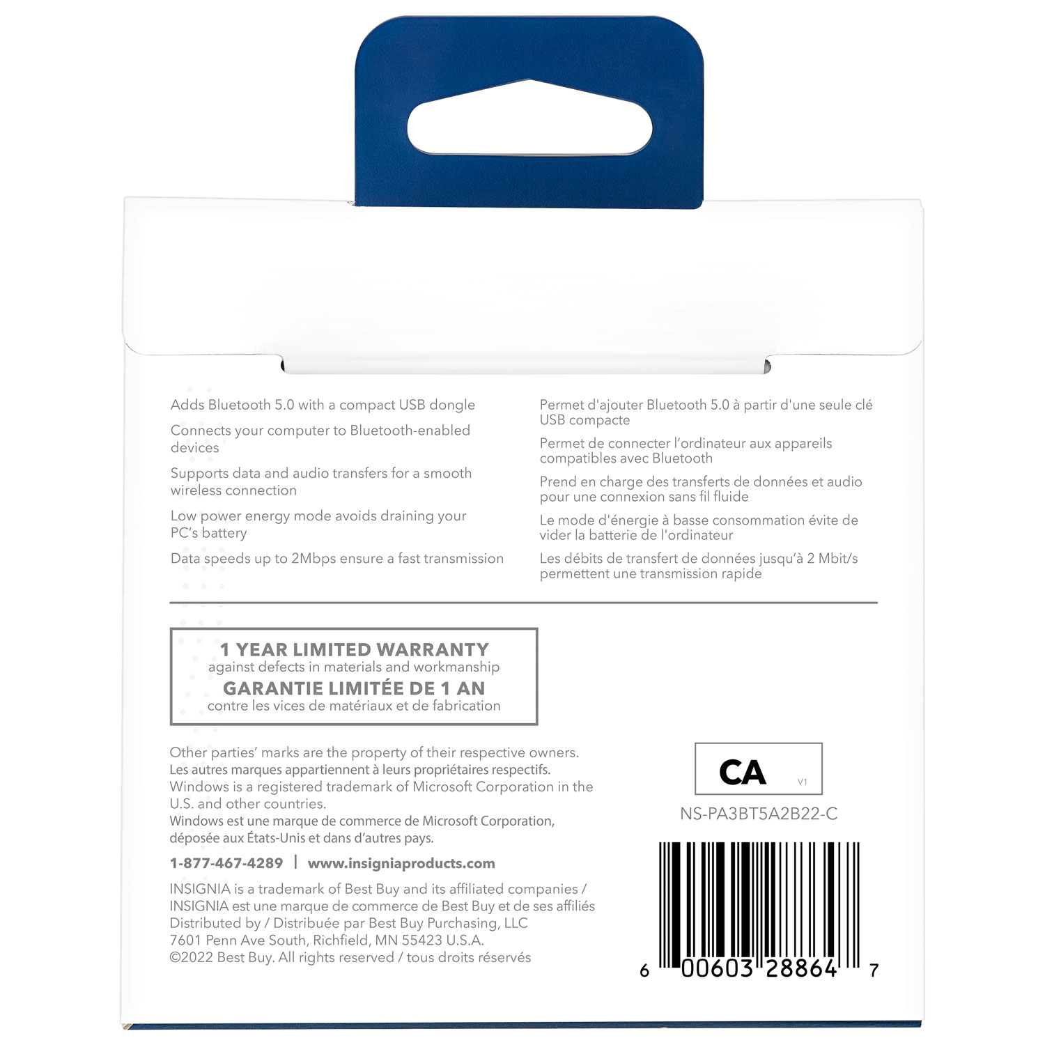 Insignia USB Bluetooth 5.0 Adapter - Black - Only at Best Buy