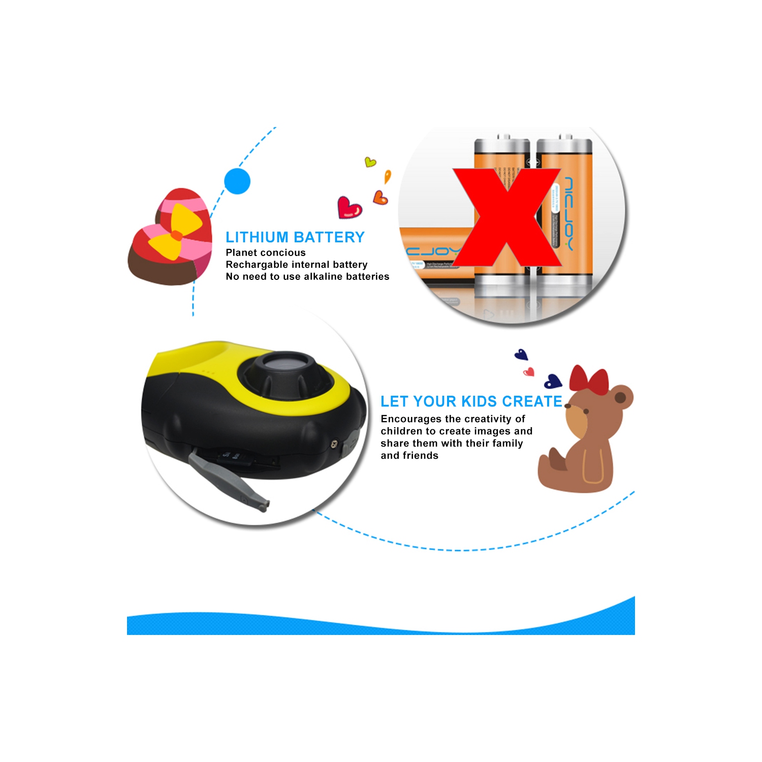 Mini camera for kids with anti-fall hook - Children's digital camera, shoot and watch, night shooting HD screen